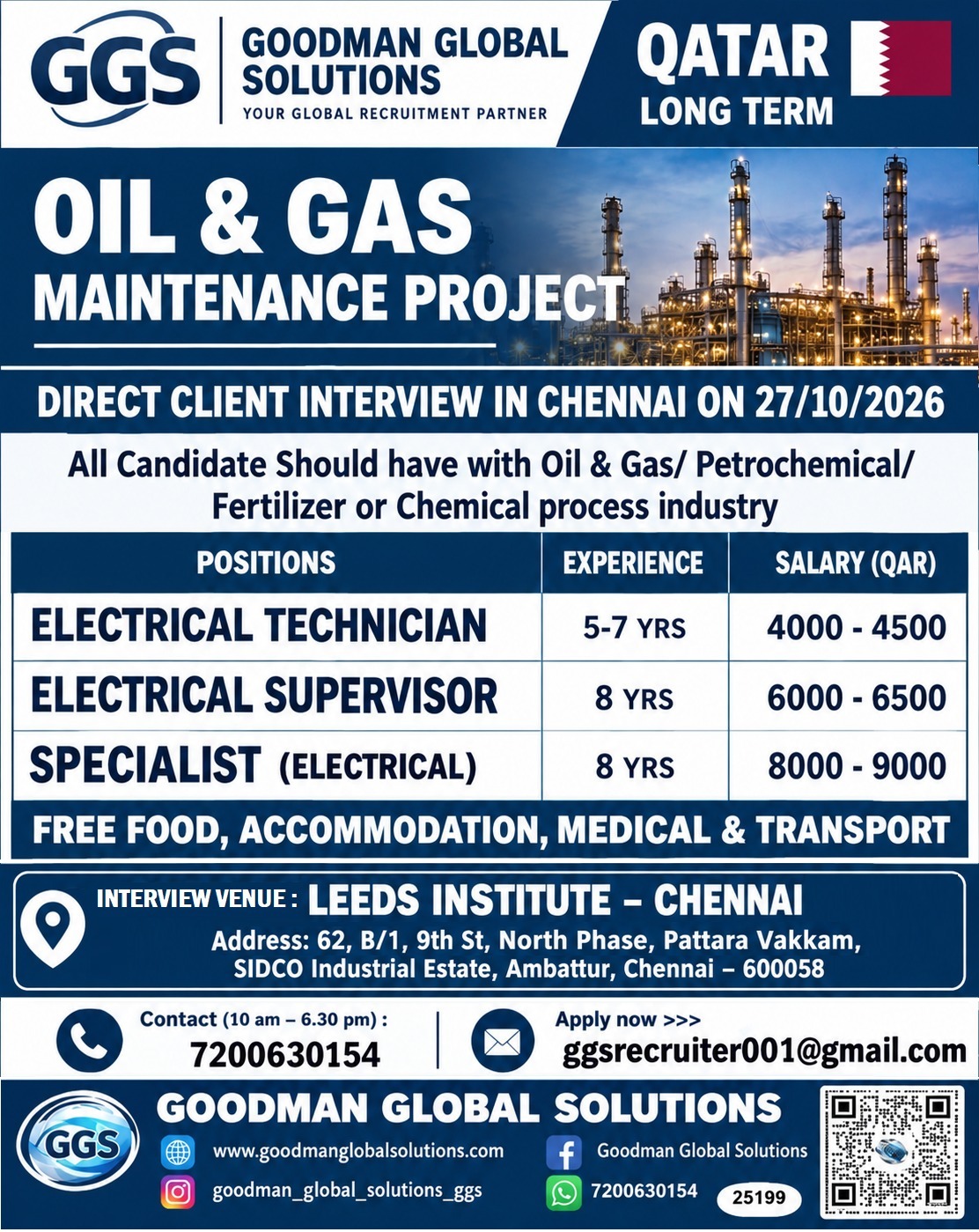 Oil & Gas Maintenance Project (27/10/2026 - Chennai)