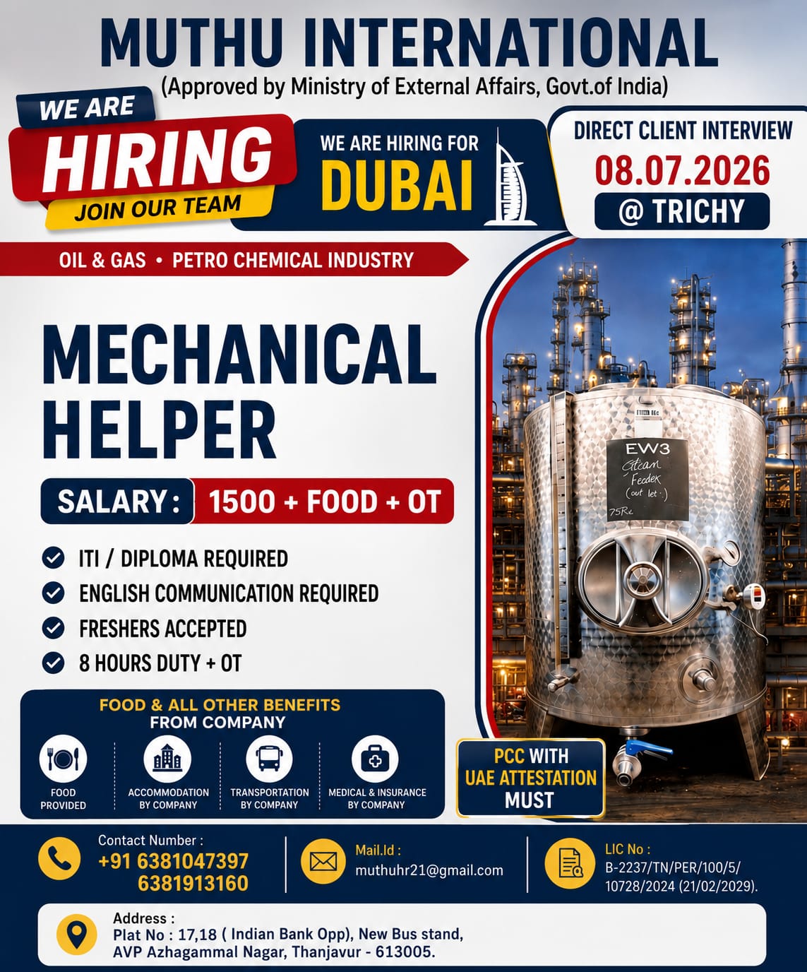 Mechanical Helper ... — MUTHU INTERNATIONAL, Dubai, Dubai