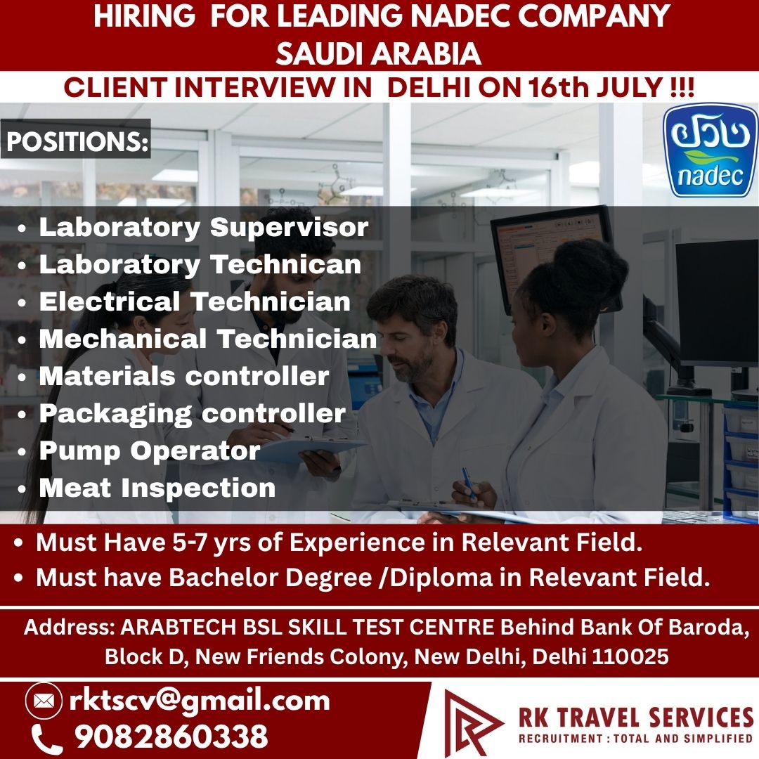 Multiple Technical Positions — RK Travel Services, Saudi Arabia, Saudi Arabia