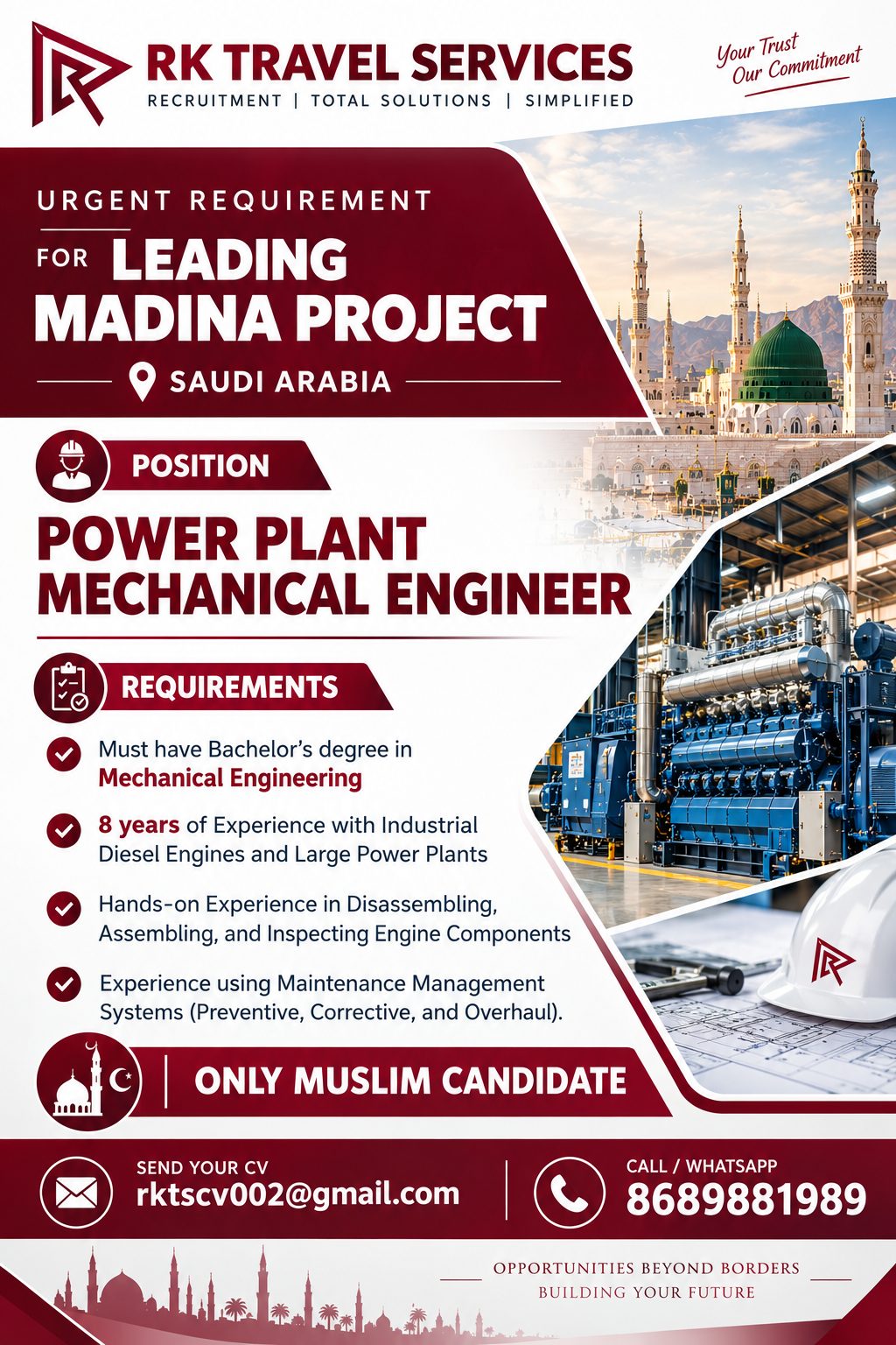 Power Plant Mechanical Engineer — RK Travel Services, Saudi Arabia, Saudi Arabia