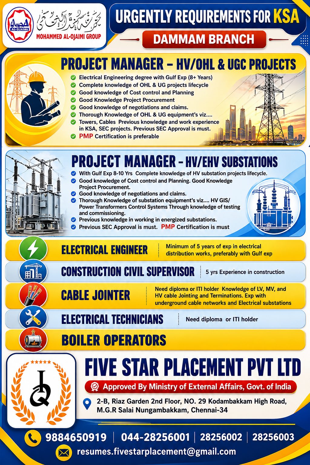 URGENTLY REQUIRMENTS FOR KSA - DAMMAM