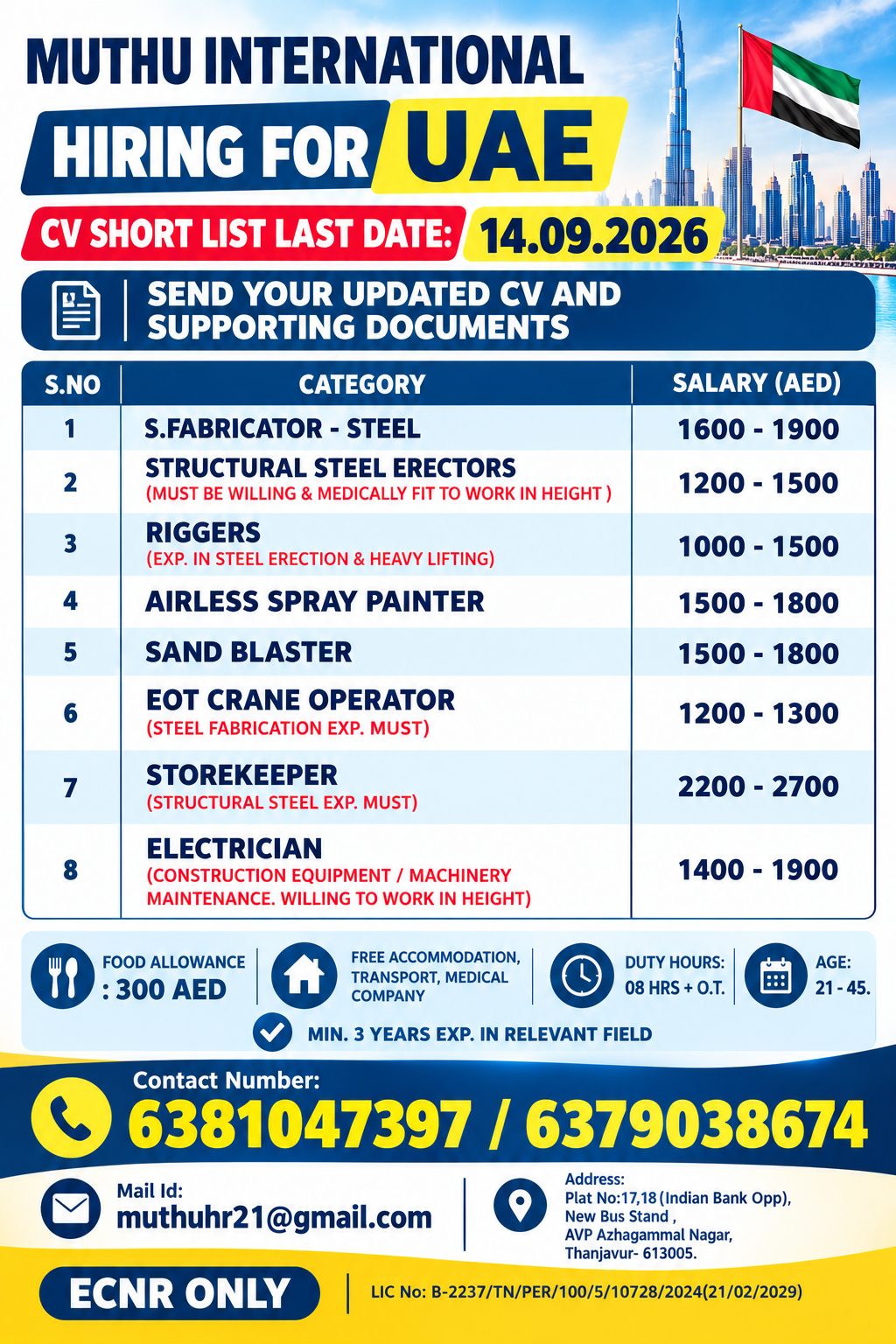 Muthu International - UAE Hiring