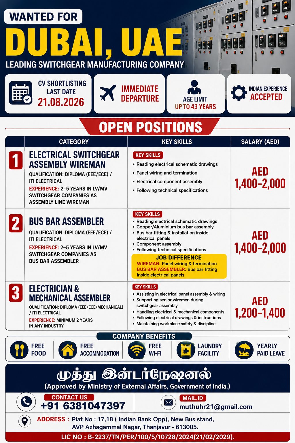 Switchgear Manufacturing Jobs - Dubai, UAE