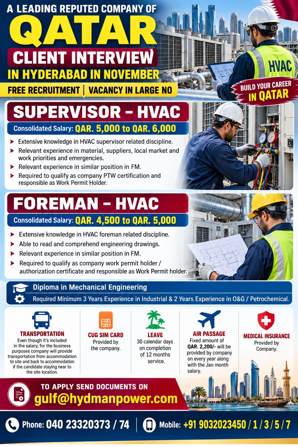 Foreman-Supervisor-Client Interview-Free Recruitment
