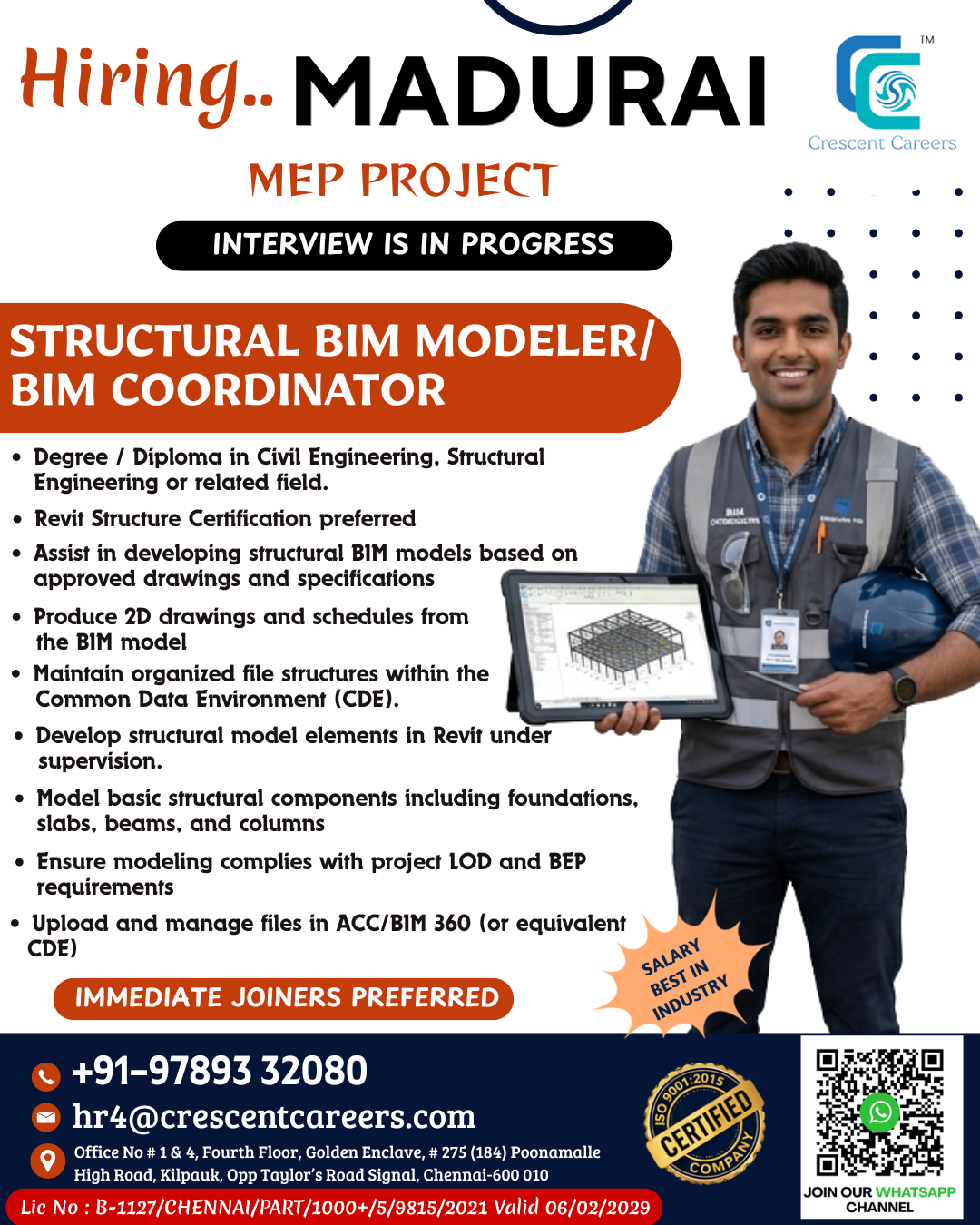 Structural BIM Modeler / BIM Coordinator — Crescent Careers, India, India
