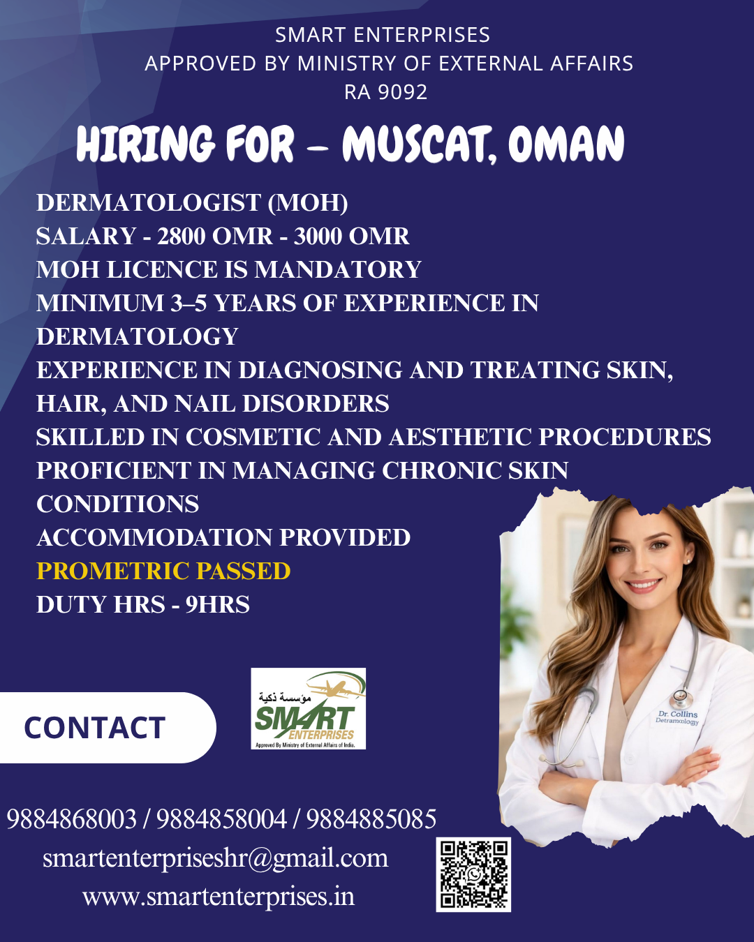 Dermatologist (MOH) — smartenterpriseshr@gmail.com, OMAN, OMAN