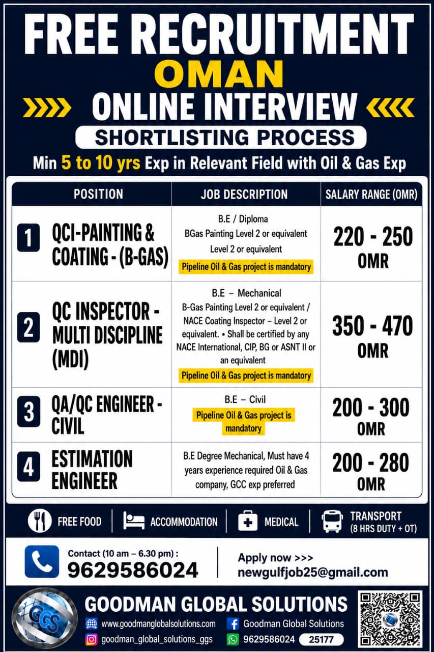 FREE RECRUITMENT - OMAN ONLINE INTERVIEW