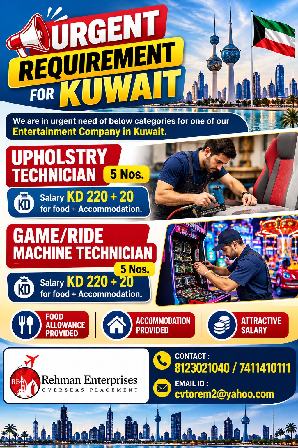 Urgent Requirement for Kuwait Entertainment Company