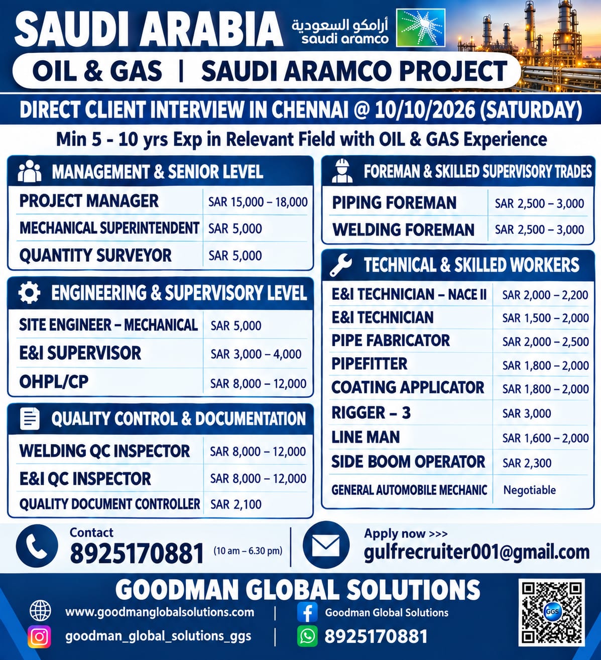 Saudi Aramco Project — GOODMAN GLOBAL SOLUTIONS, Saudi Arabia, Saudi Arabia