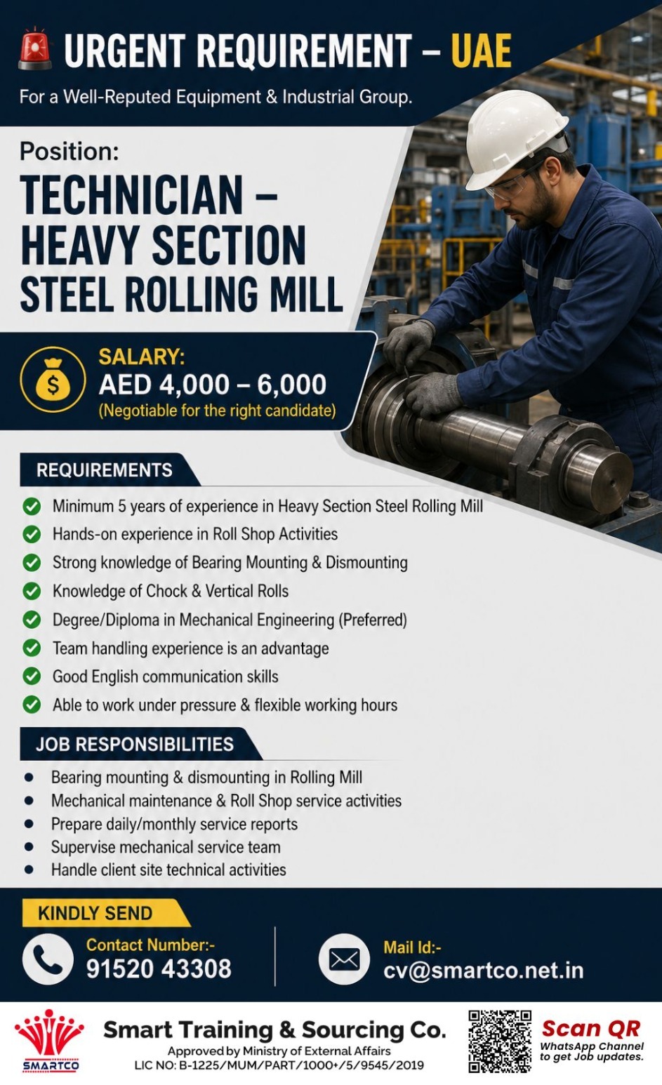URGENT REQUIREMENT - UAE For a Well-Reputed Equipment & Industrial Group. — Smart Training &amp; Sourcing Co, UAE, UAE