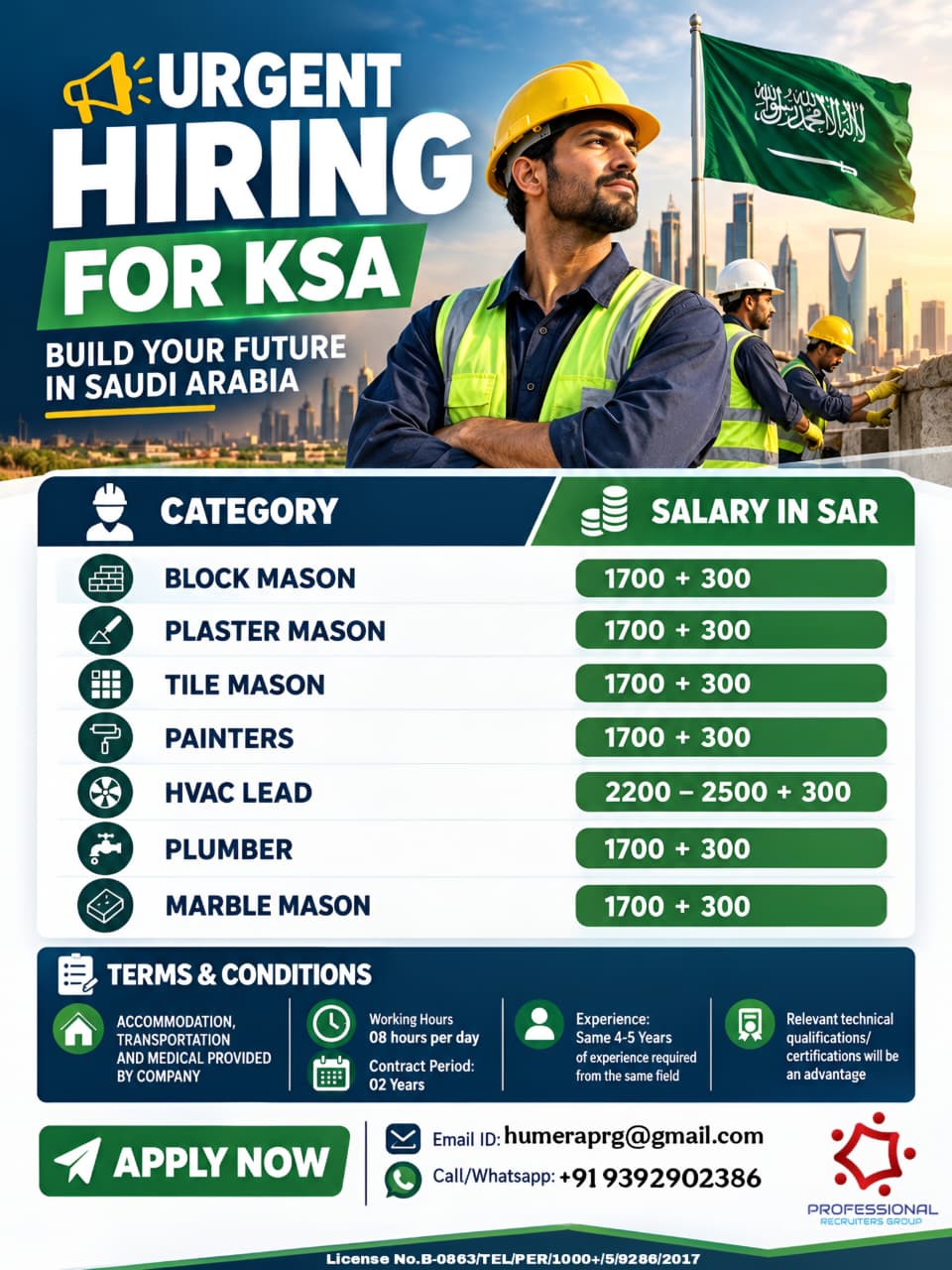 Urgent Hiring for KSA