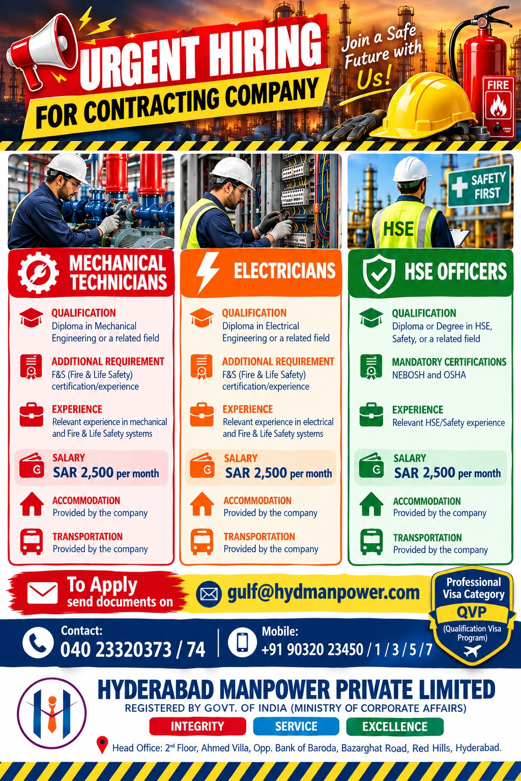 Hiring for Fire & Safety Company - Saudi Arabia — Shaik Sahil, Saudi Arabia, Saudi Arabia