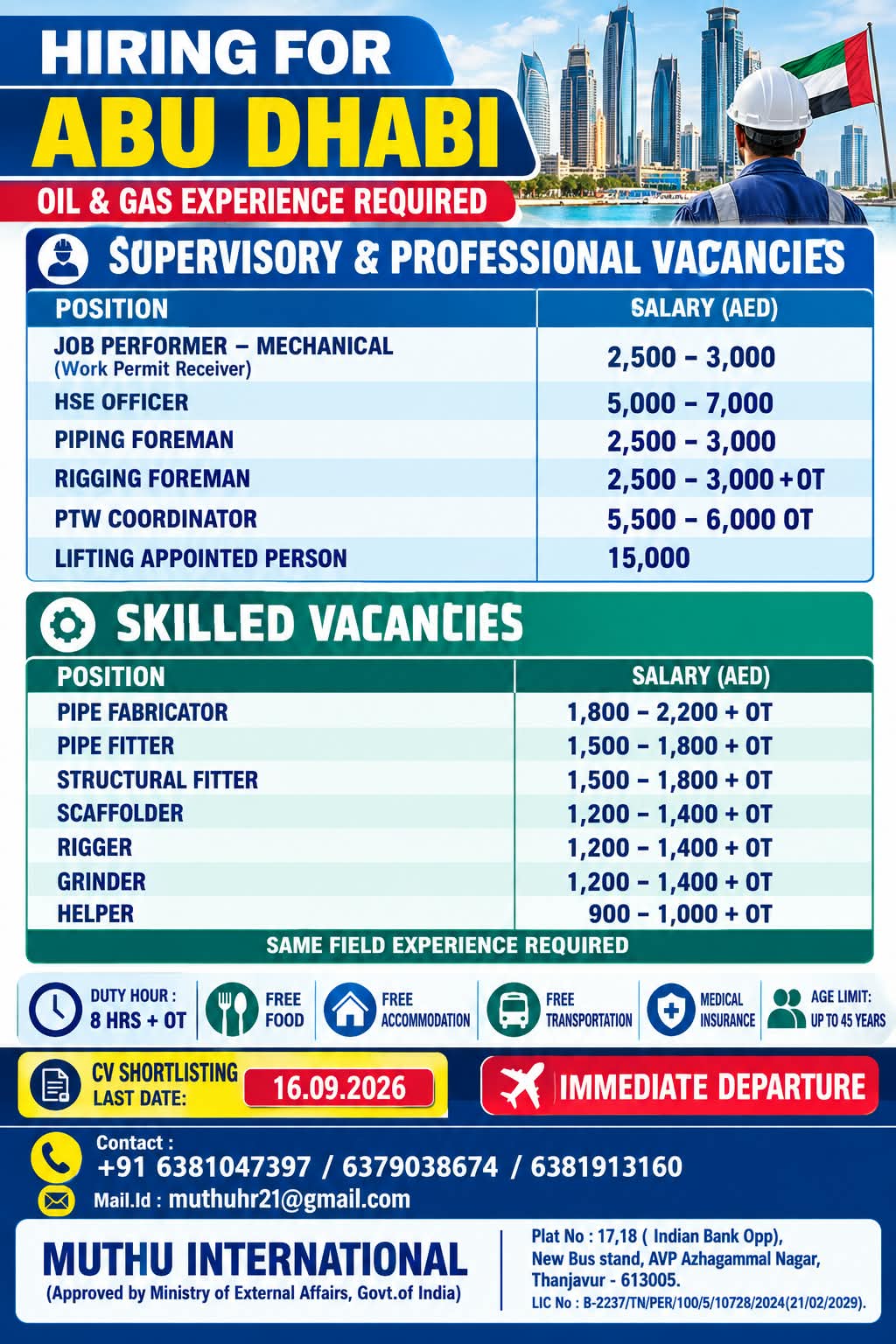 Oil & Gas Project - Abu Dhabi — MUTHU INTERNATIONAL, United Arab Emirates