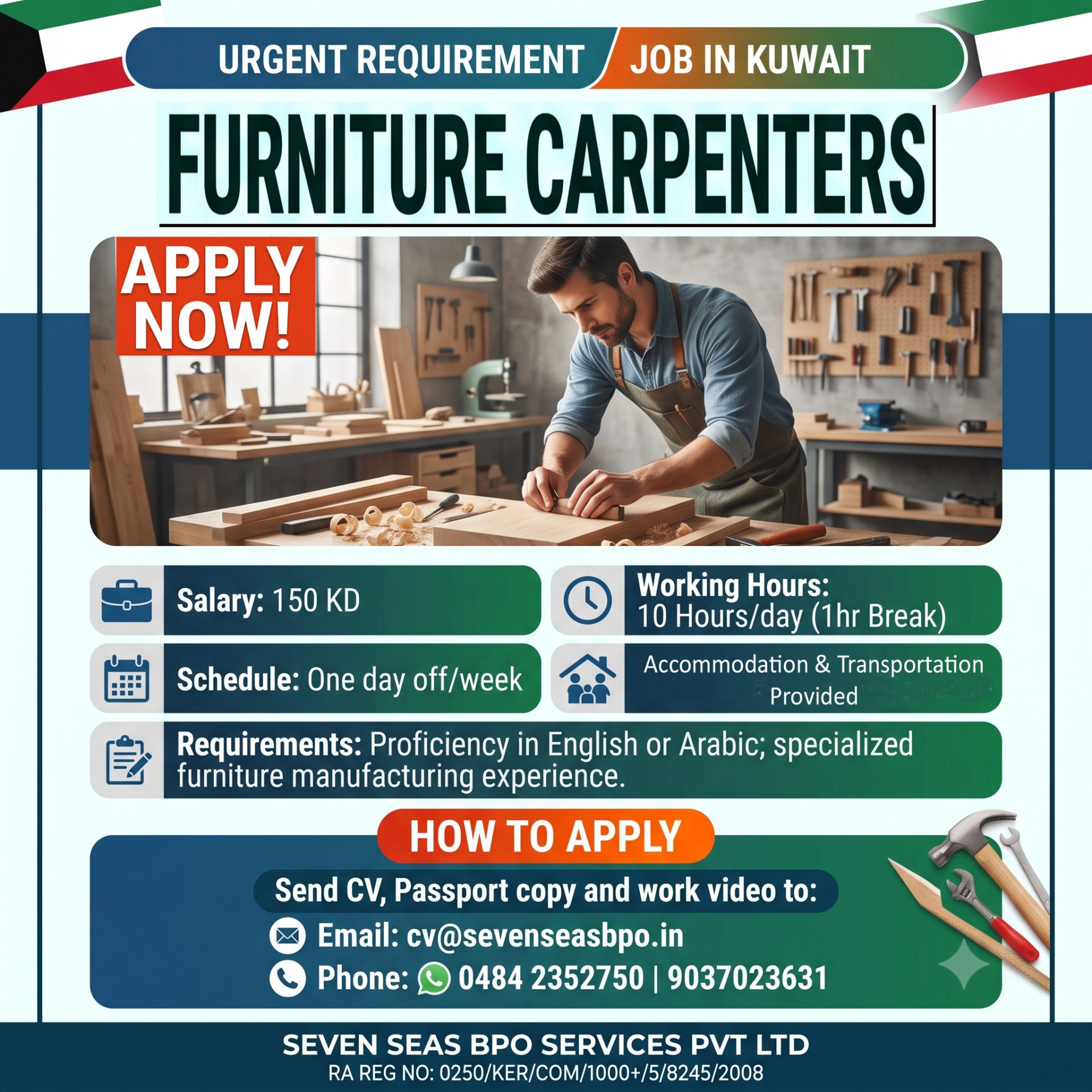 URGENT VACANCY IN KUWAIT 2 — Seven Seas BPO Services (P) Ltd, KUWAIT