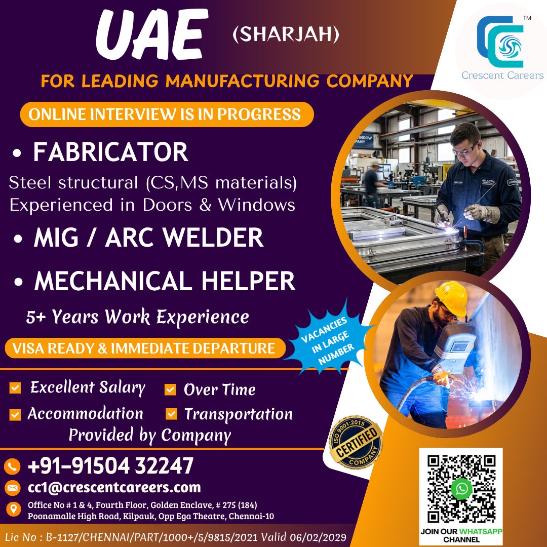 Manufacturing Positions — Crescent Careers, UAE