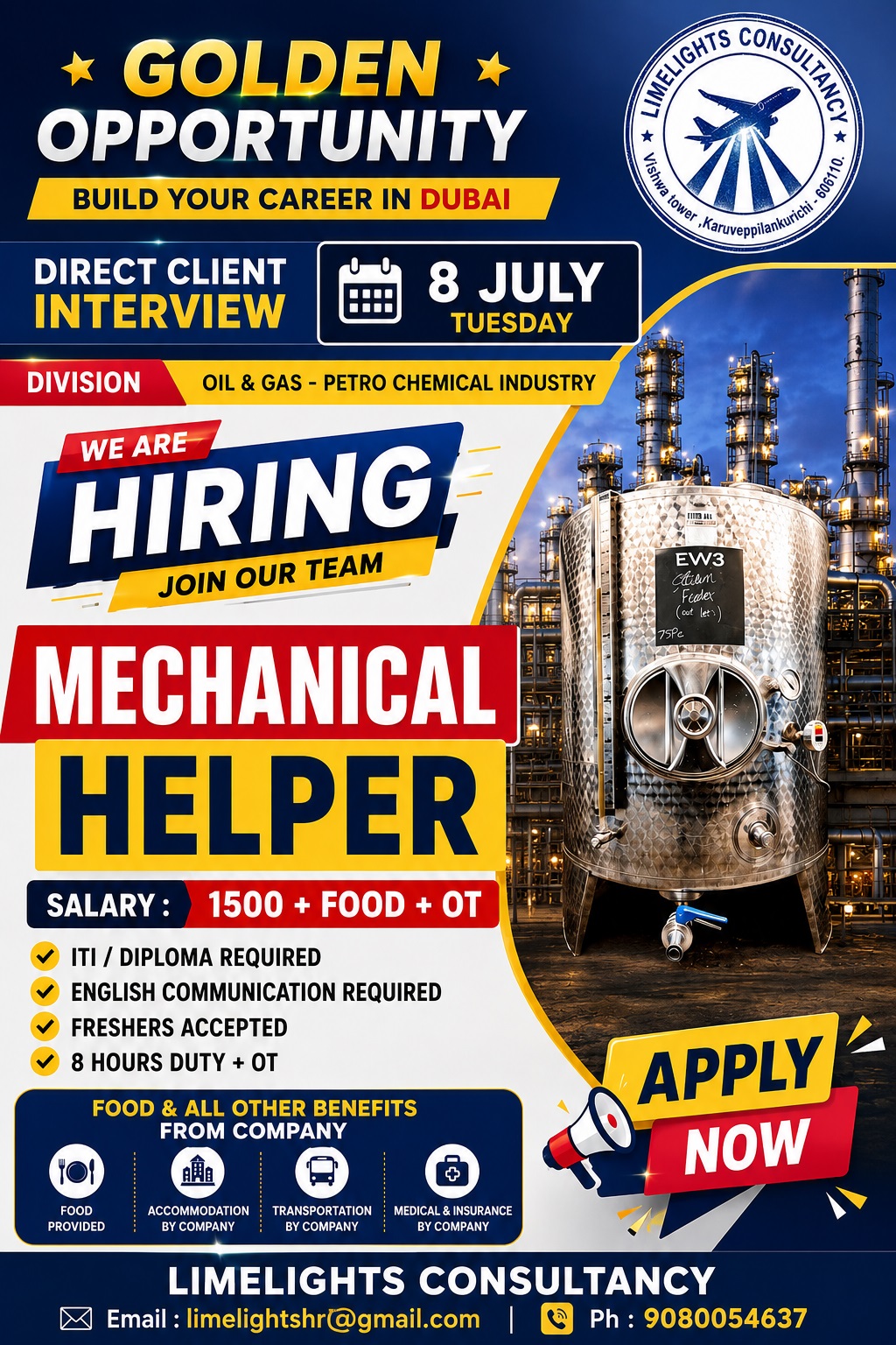 Mechanical Helper — Limelights consultant, UAE, UAE