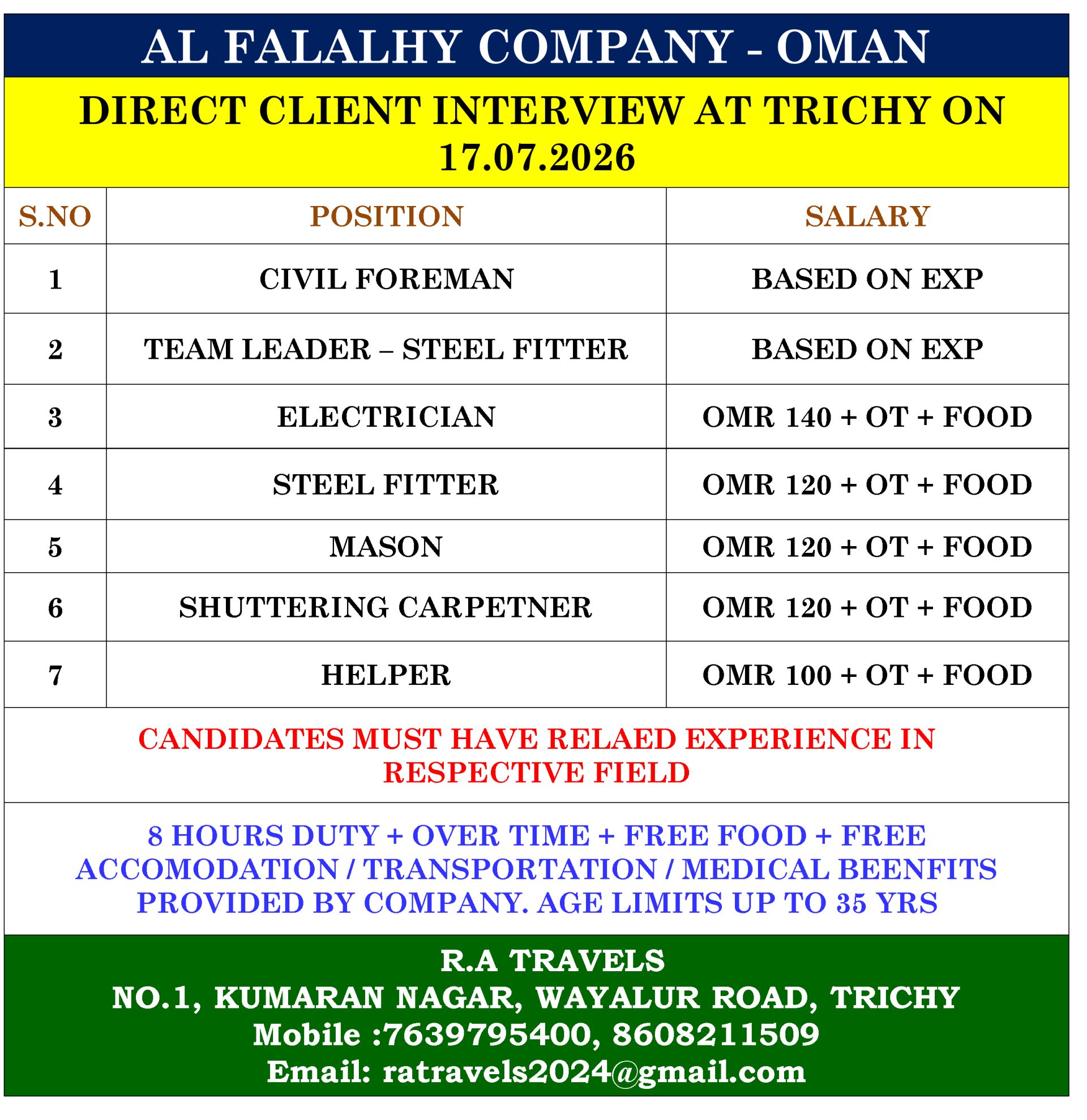 AL FALALHY COMPANY - OMAN — R.A Travels, OMAN, OMAN