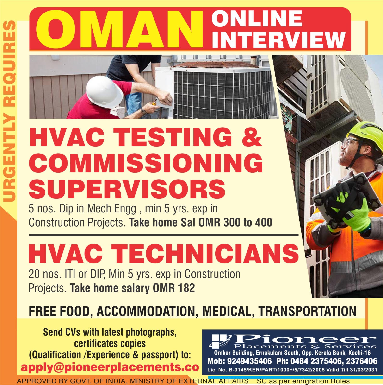 AC SUPERVISOR AND AC TECHNICIANS