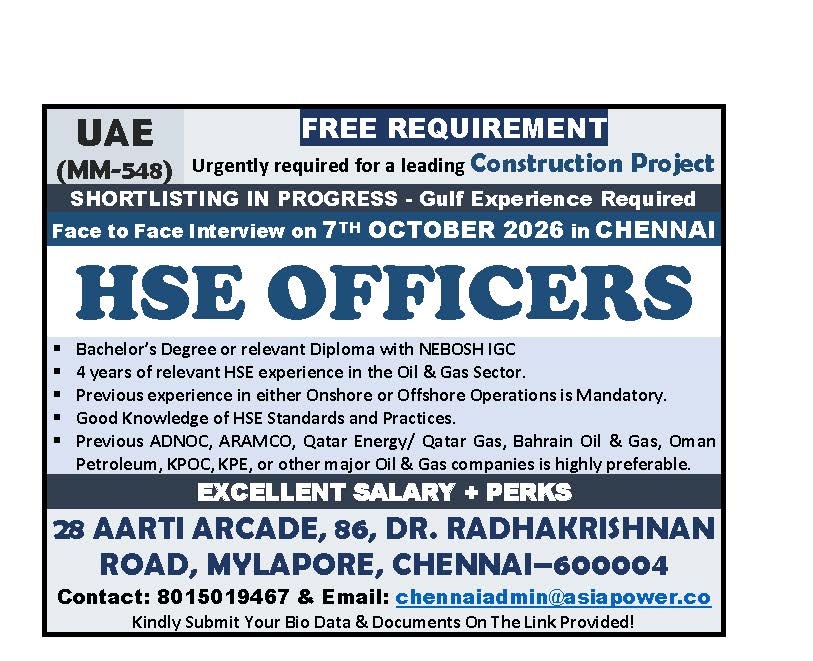 CLIENT INTERVIEW @ CHENNAI FOR UAE - FREE RECRUITMENT