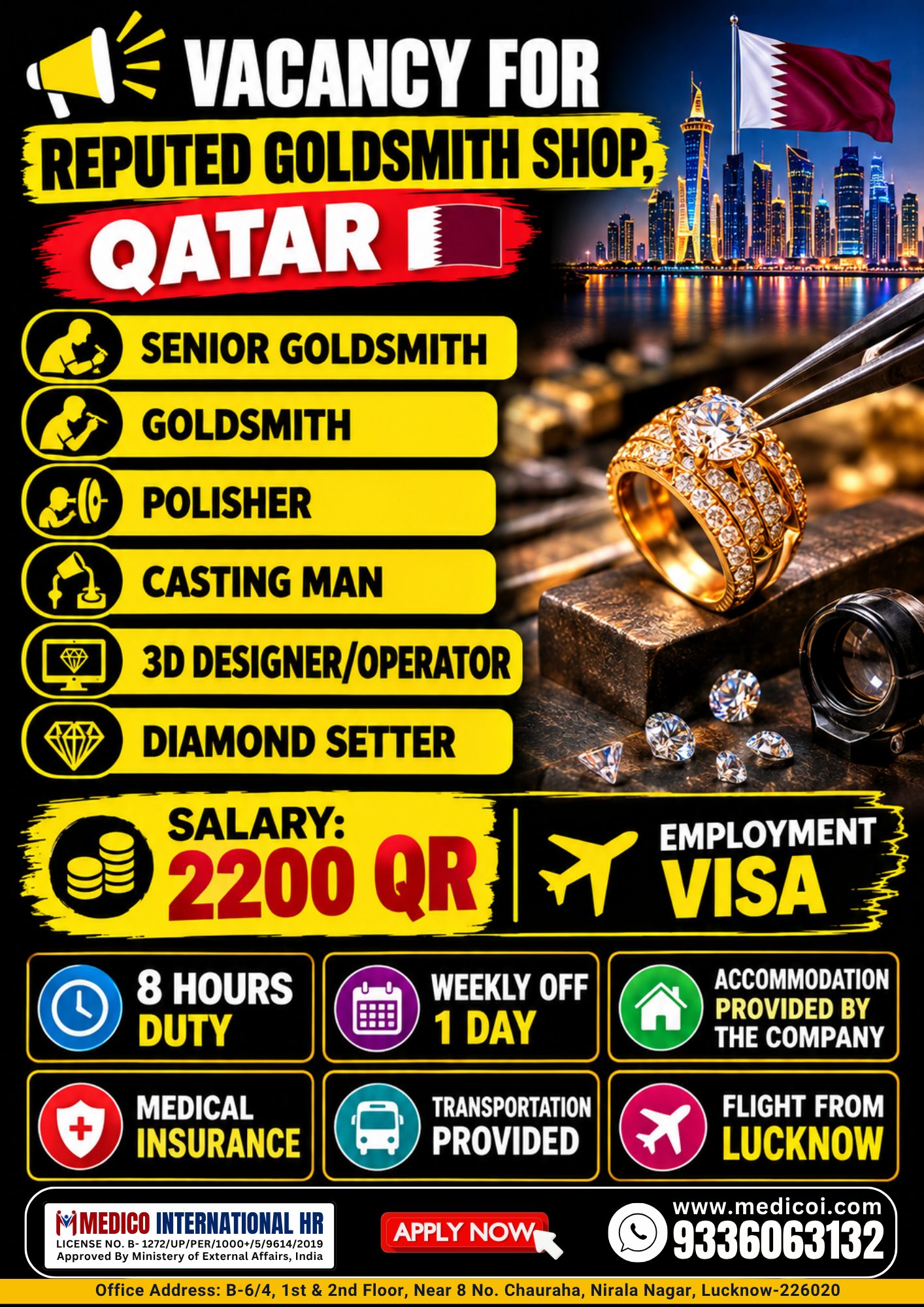 Vacancy for Reputed Goldsmith Shop