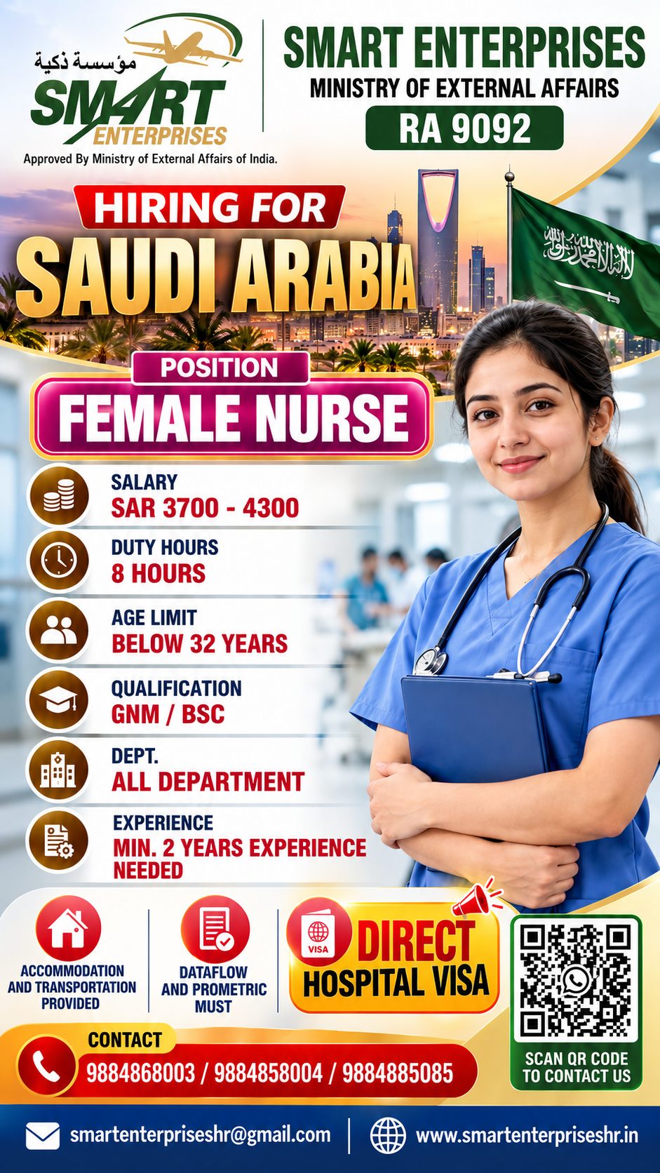 MALE NURSE REQUIRES — smartenterpriseshr@gmail.com, SAUDI ARABIA