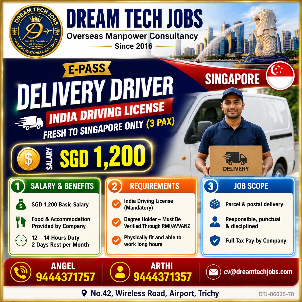 Delivery Driver — DREAM TECH JOBS -TRICHY, Singapore