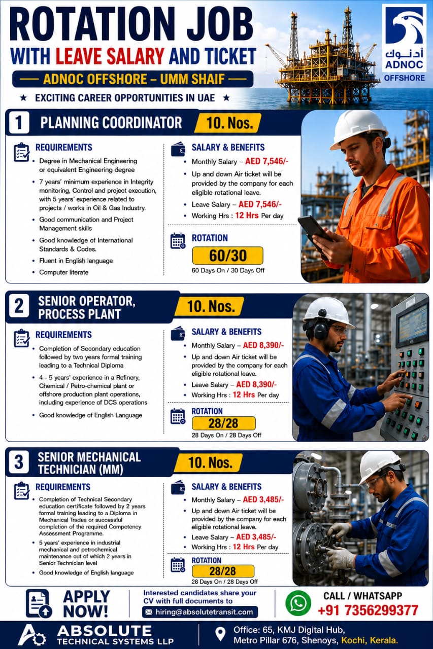 ADNOC Offshore - UMM Shaif Rotation Jobs