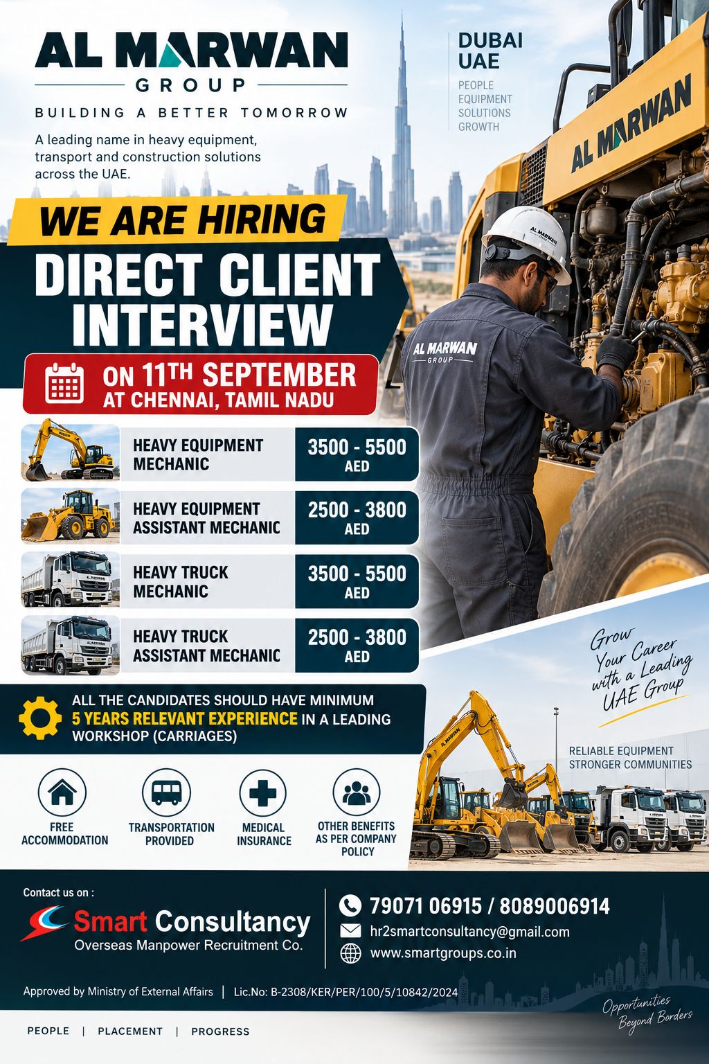 WE ARE HIRING FOR  AL MARVAN- UAE, 11TH SEPTEMBER AT CHENNAI, TAMIL NADU