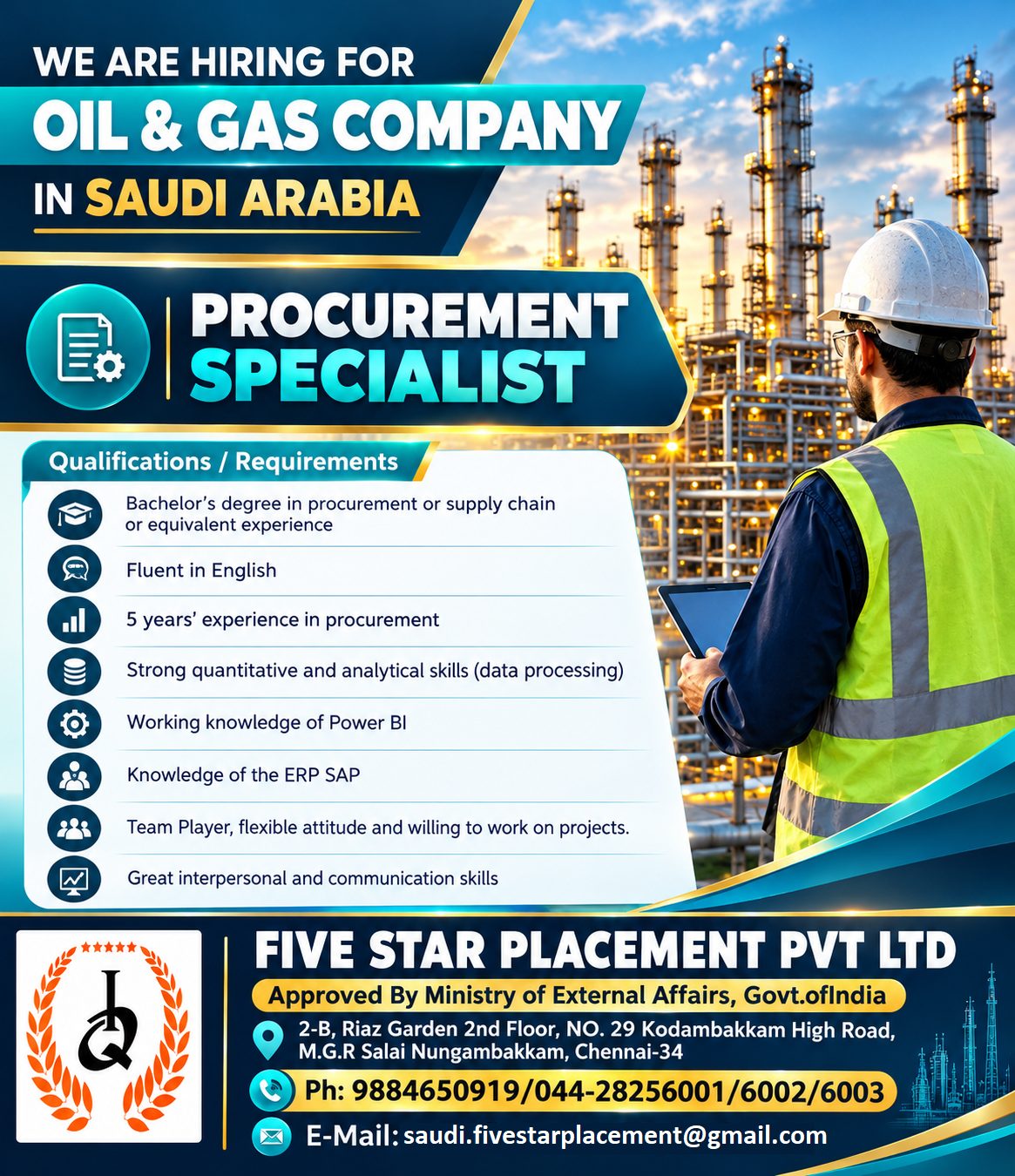 PROCUREMENT SPECIALIST - SAUDI ARABIA