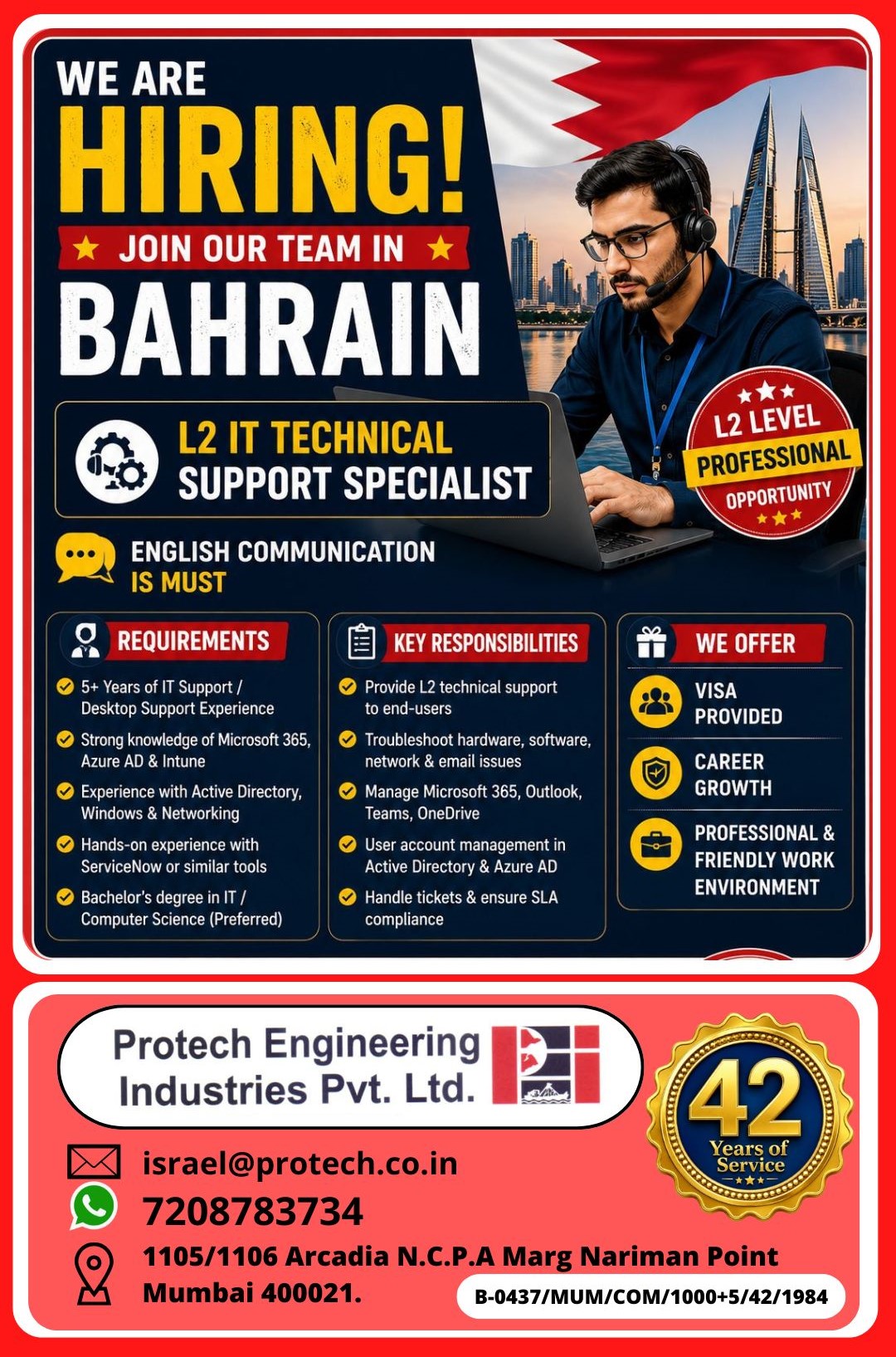 Requirement for Bahrain - IT Technical Specialist