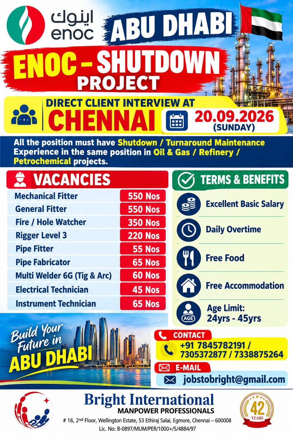 SHUTDOWN REQUIREMENT - ABU DHABI (ENOC) — Bright International, Chennai, ABU DHABI