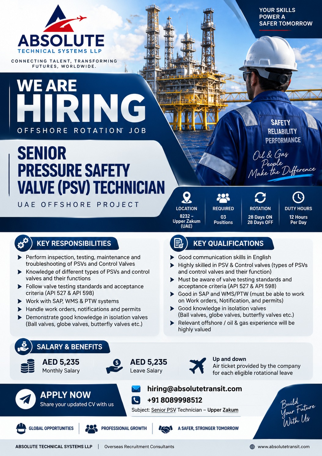 Senior Pressure Safety Valve (PSV) Technician