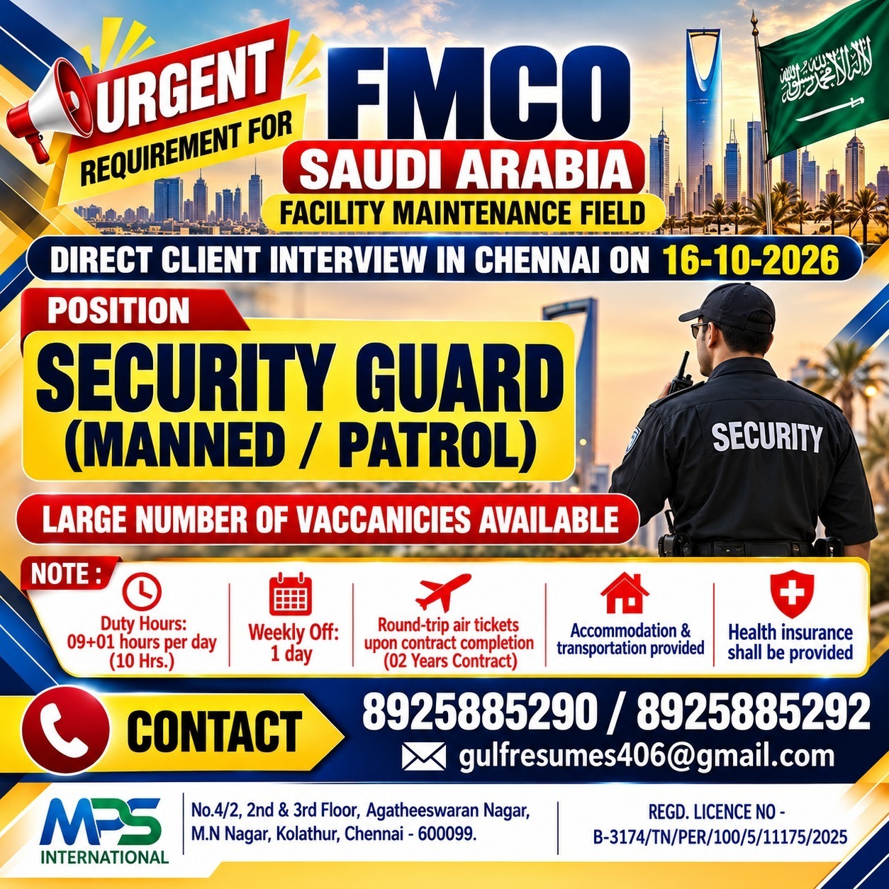 Security Guard (Manned / Patrol) — MPS INTERNATIONAL, Saudi Arabia, Saudi Arabia