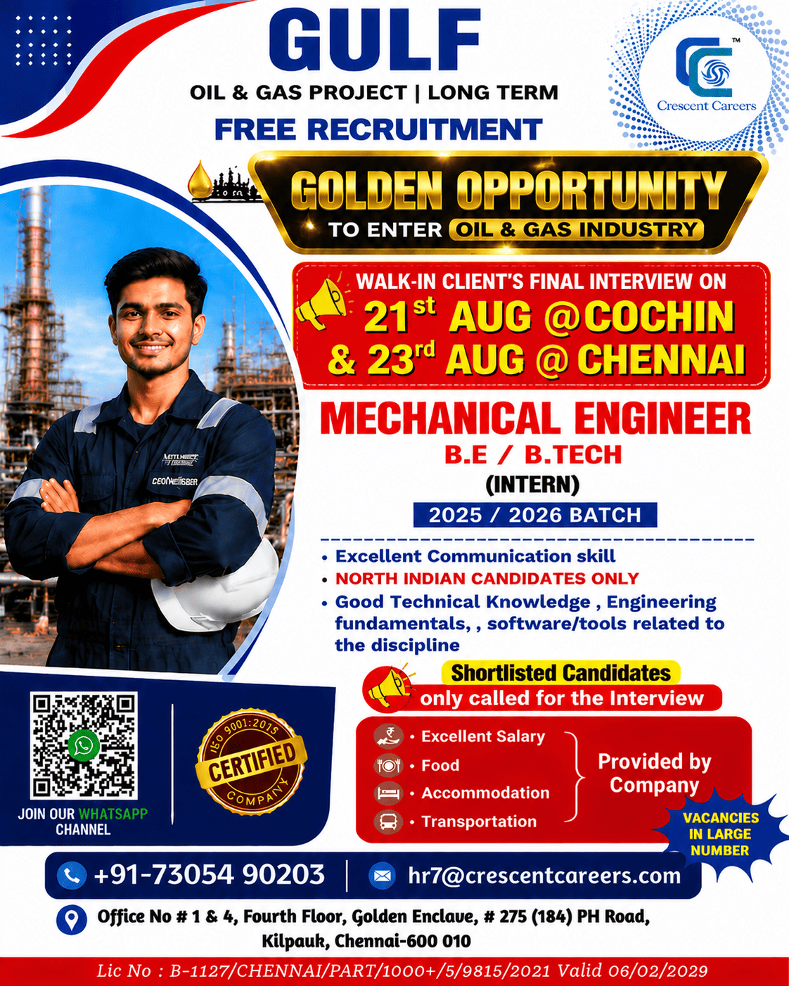Mechanical Engineer Intern - Gulf Oil & Gas Project — Crescent Careers, India, India