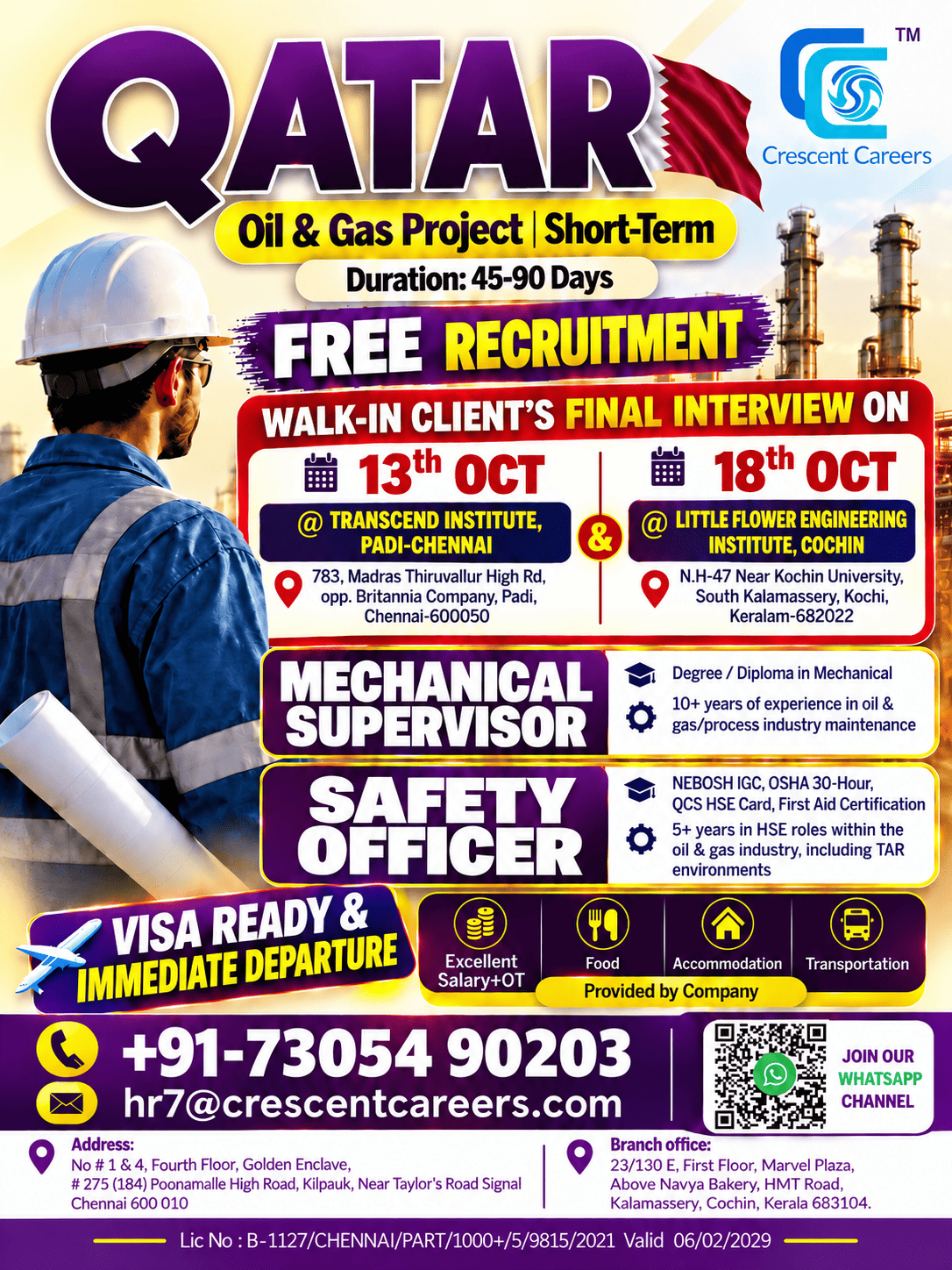 🚨 WALK-IN CLIENT’S FINAL INTERVIEW – 13th & 18th OCTOBER! — Crescent Careers, Qatar, Qatar