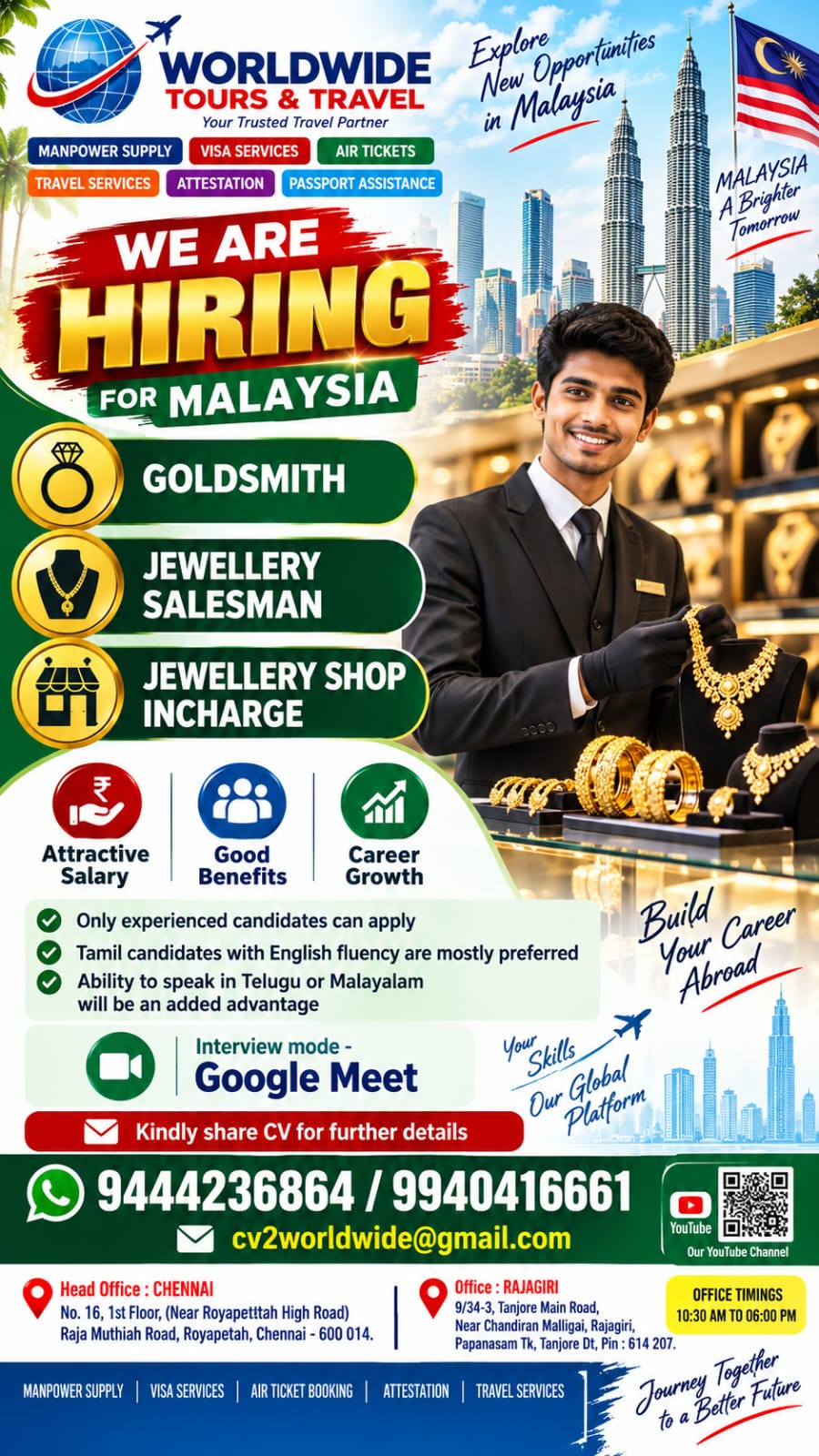 Goldsmith, Jewellery Salesman, Jewellery Shop Incharge