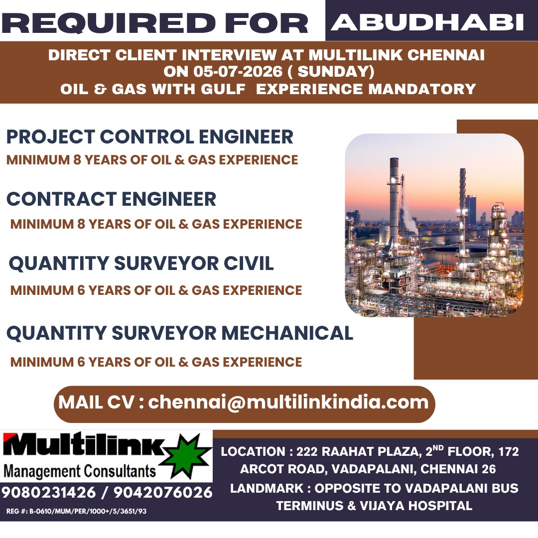 Oil & Gas Positions Required for Abudhabi — MULTILINK
MANAGEMENT
CONSULTANTS PVT.
LTD, UAE