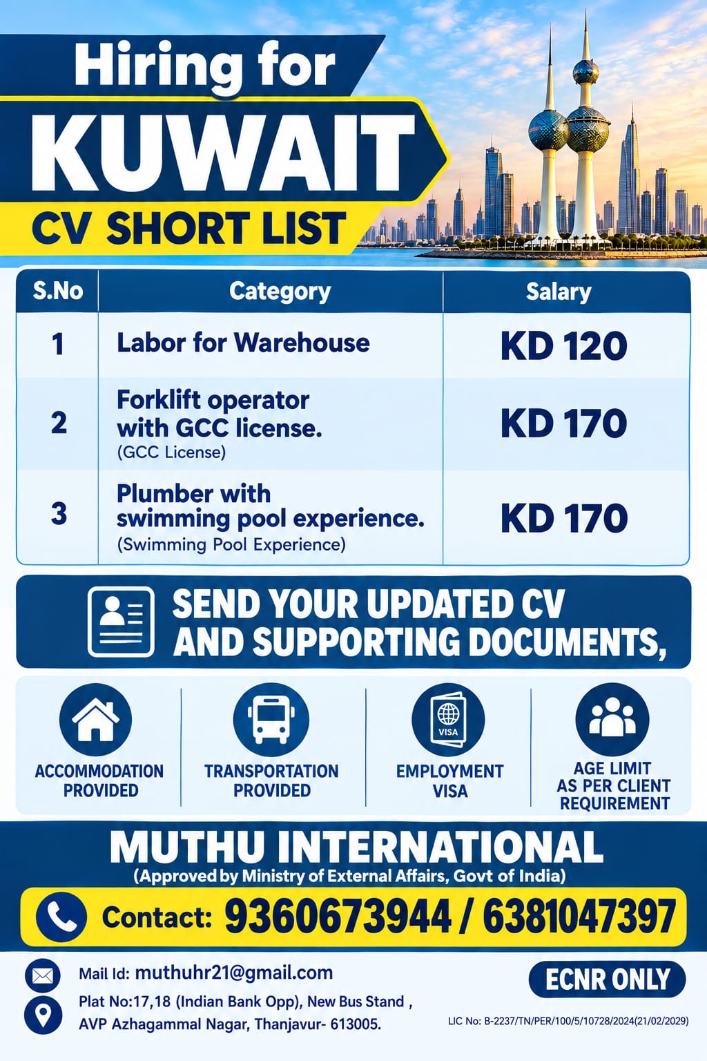 Hiring for Kuwait CV Short List2