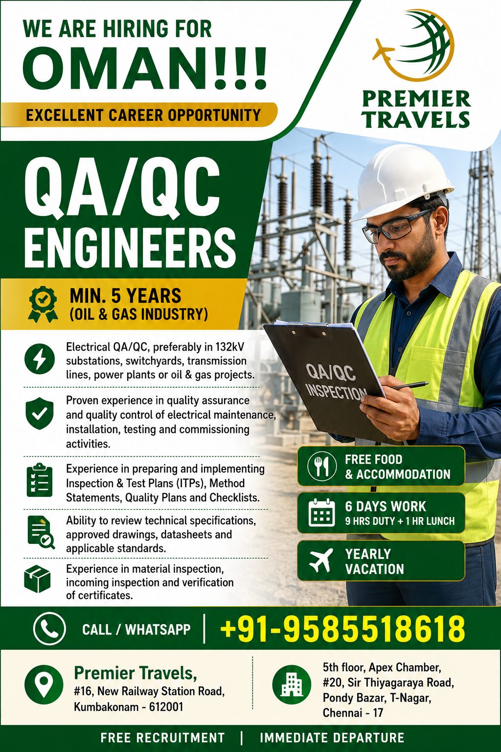 HIRING FOR OMAN QA QC — Premier Travels, OMAN