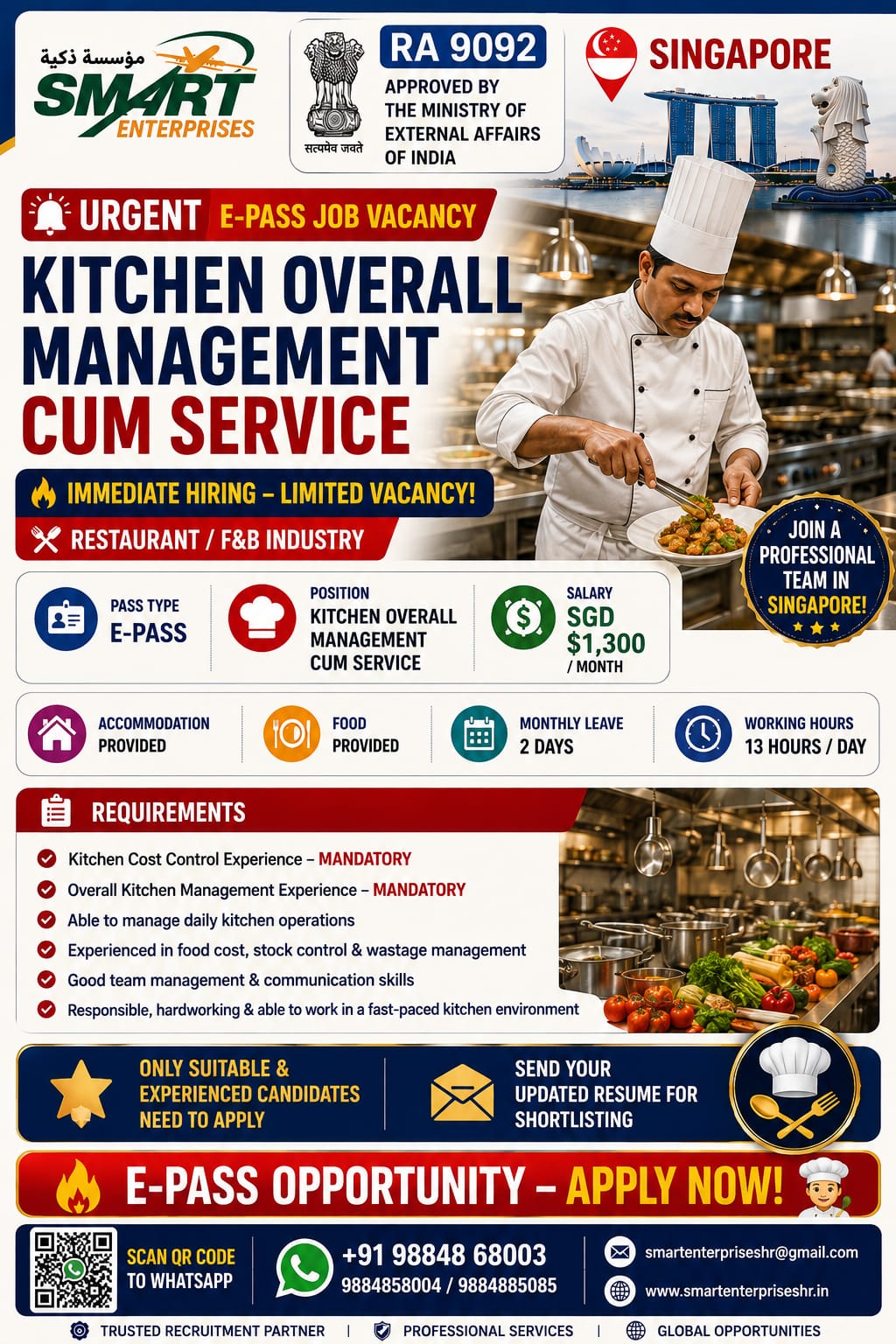 KITCHEN OVERALL MANAGEMENT CUM SERVICE