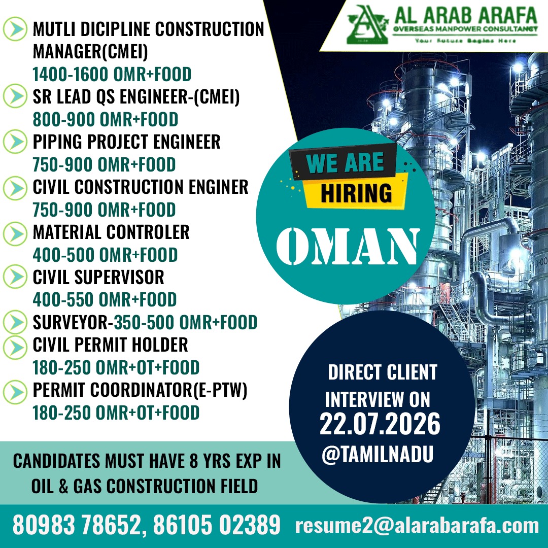 PIPING PROJECT ENGINEER — Al Arab Arafa Consultancy Pvt LTD, OMAN, OMAN