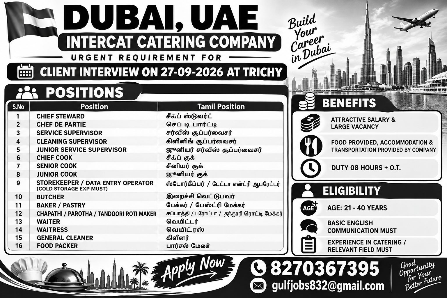 Multiple Positions - Intercat Catering Company.... — VG TRAVELS, UAE, UAE