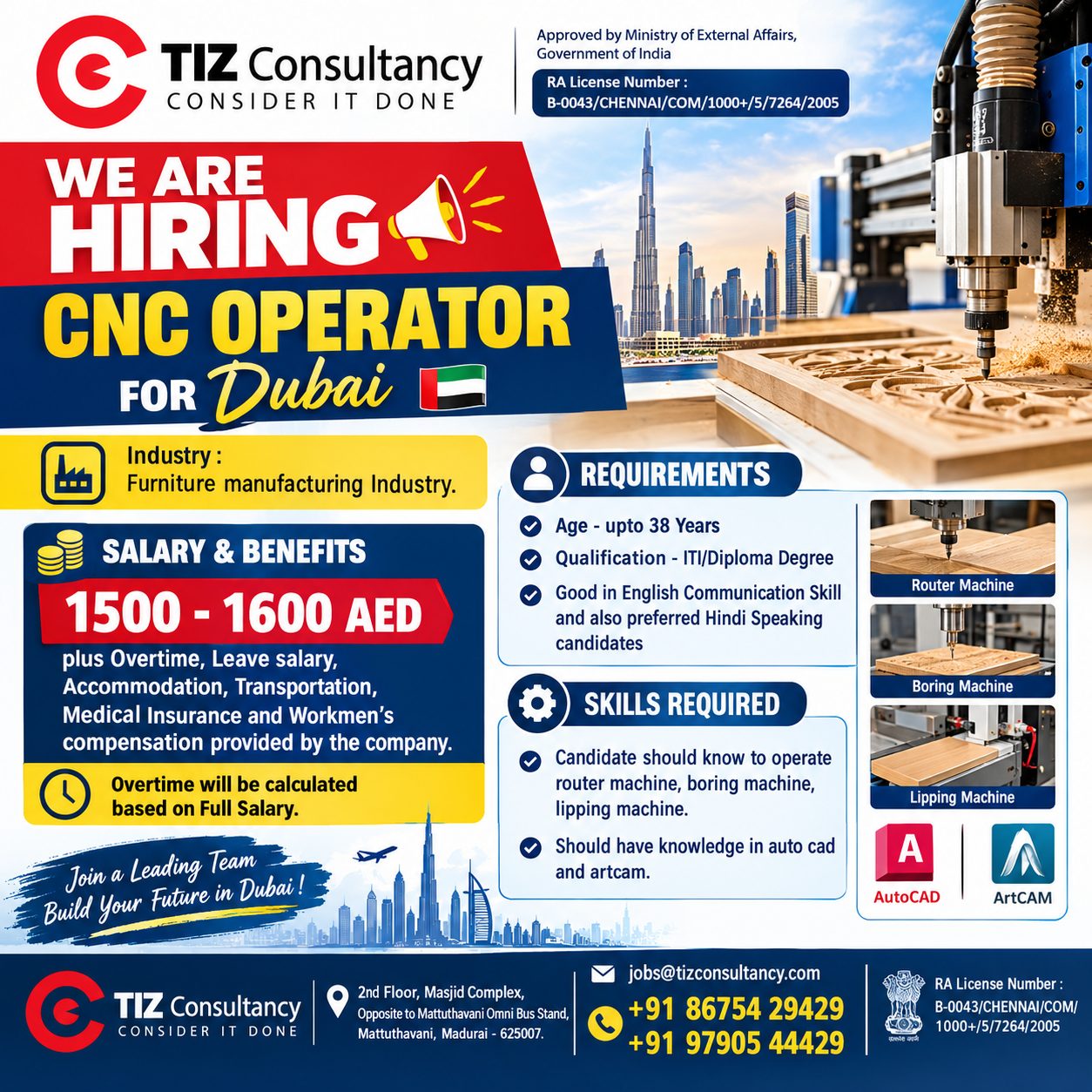 CNC Operator — TIZ Consultancy India Private Limited, United Arab Emirates, United Arab Emirates