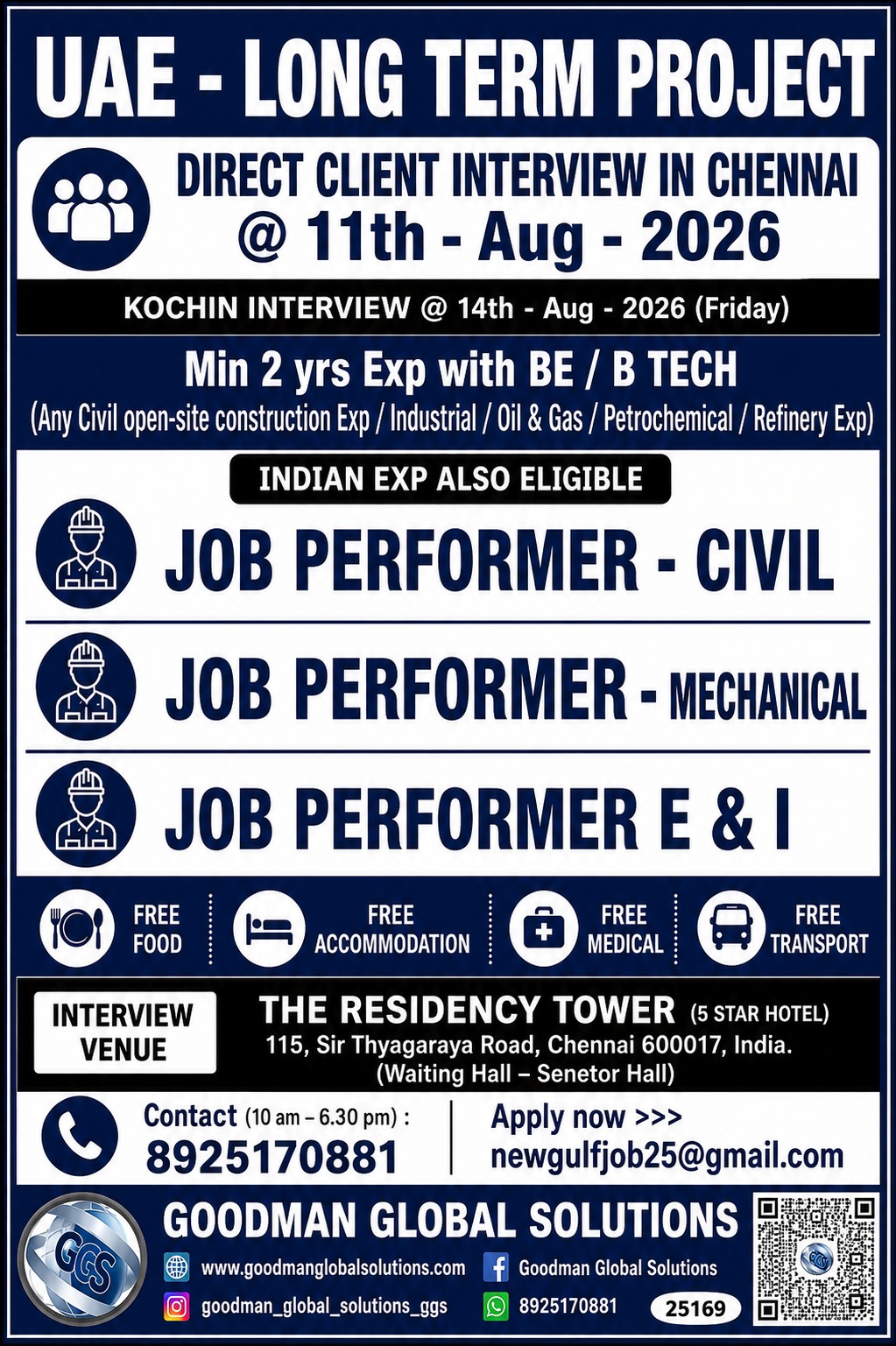REQUIREMENT-UAE- LONG TERM DIRECT CLIENT INTERVIEW IN CHENNAI @ 11-08-2026