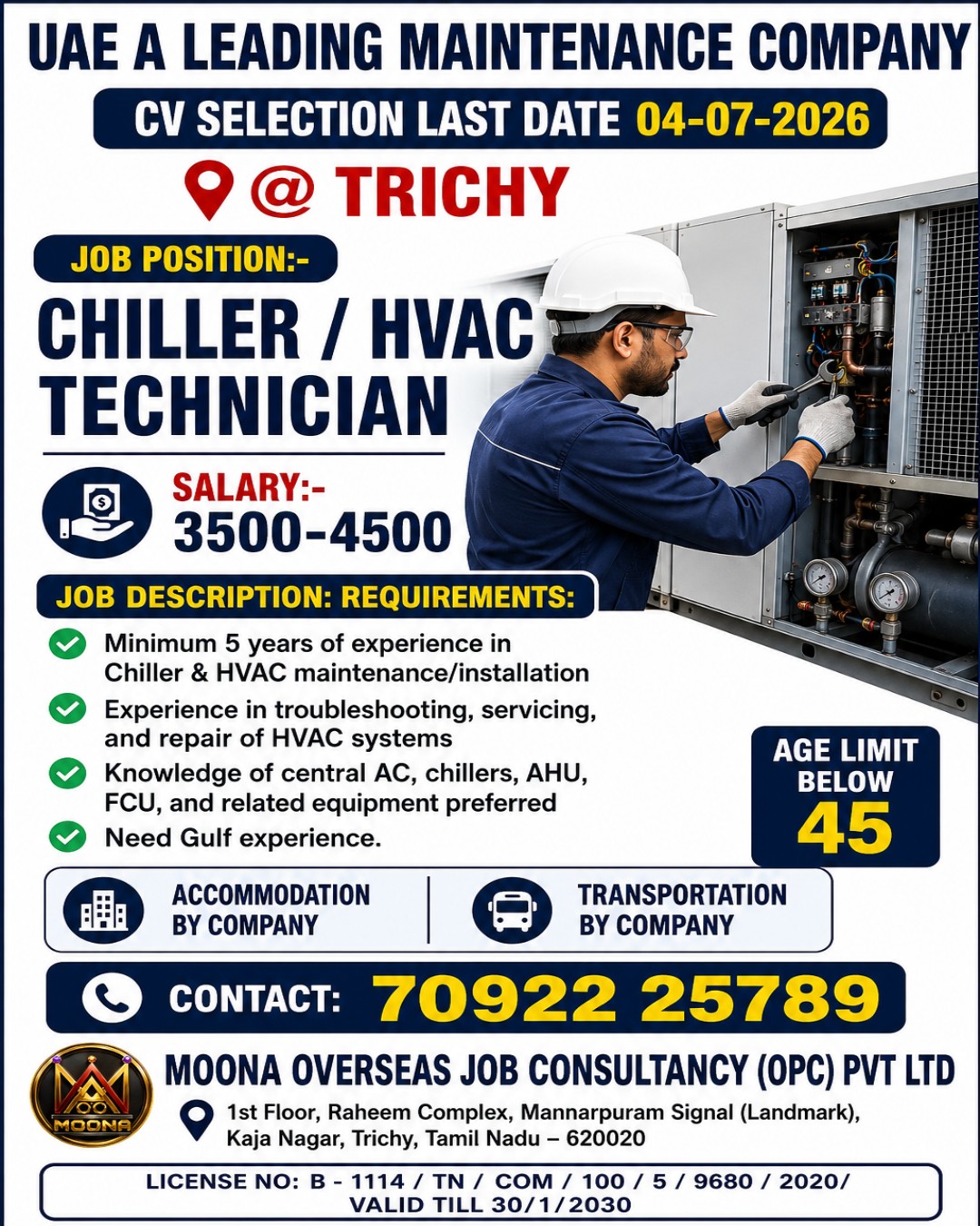 CHILLER/HVAC TECHICIAN