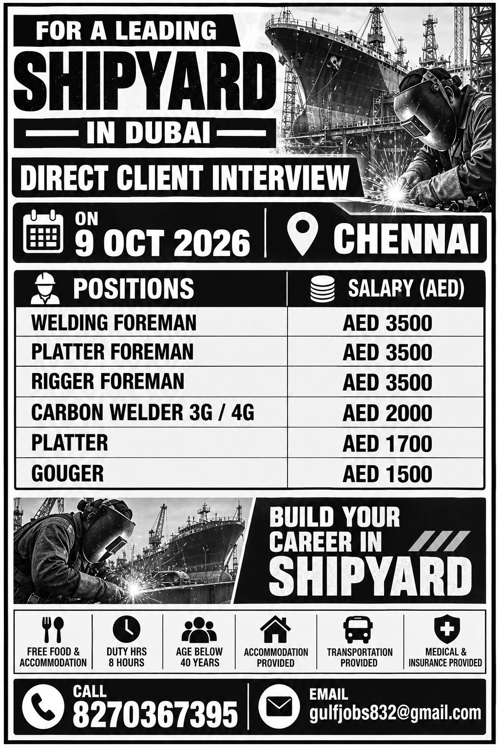 Shipyard Jobs in Dubai — VG TRAVELS, United Arab Emirates, United Arab Emirates