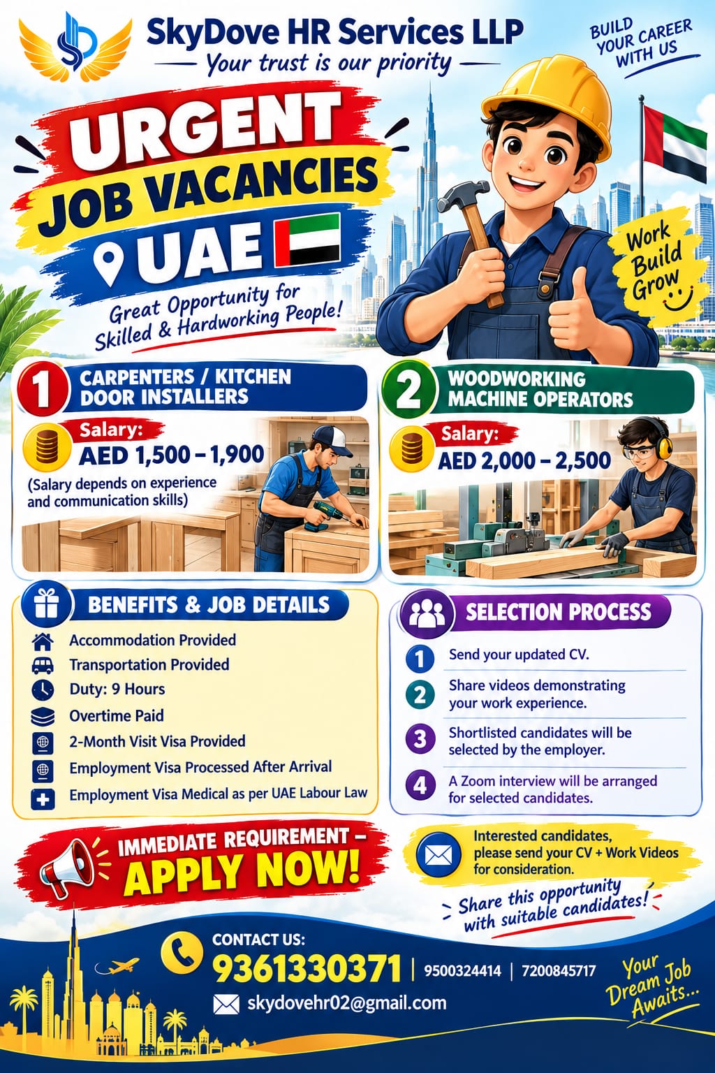 Carpenters / Kitchen Door Installers — SKY DOVE HR SERVICES LLP, India, India