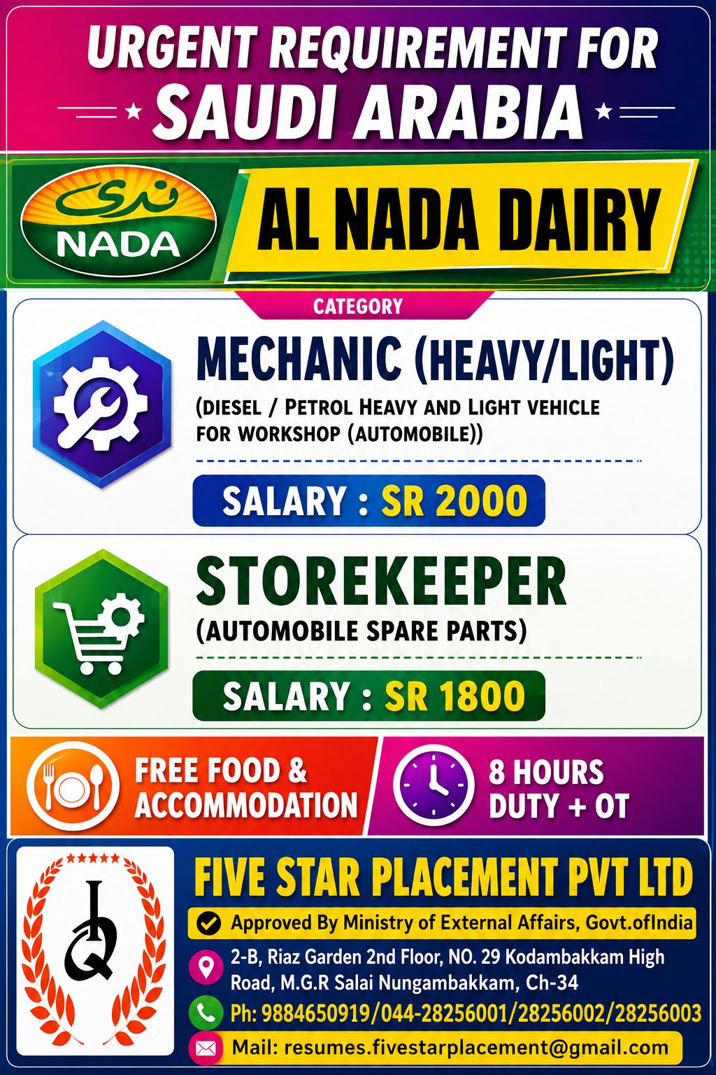 URGENT REQUIRED FOR A LEADING COMPANY IN SAUDI ARABIA - MECHANIC