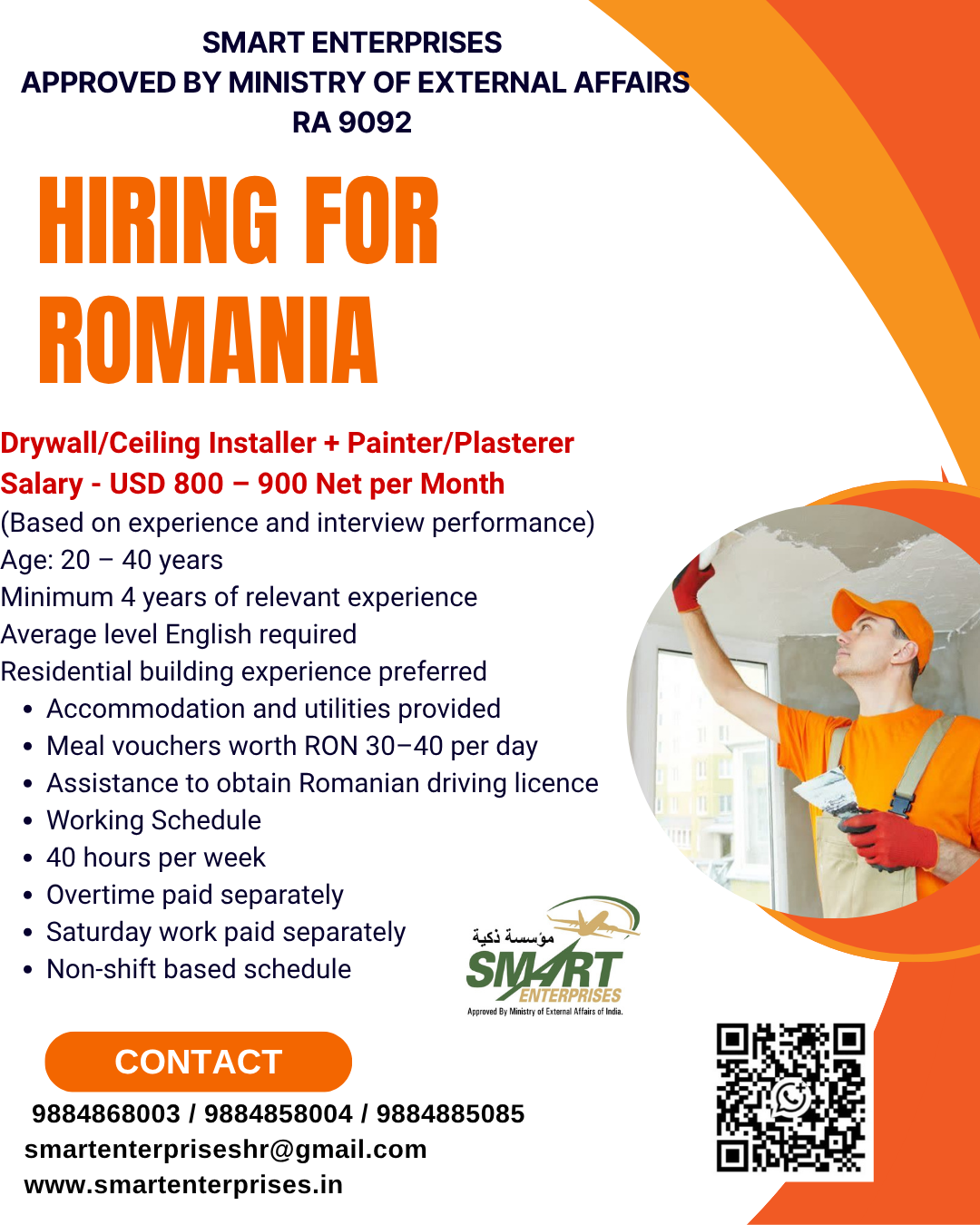 Drywall/Ceiling Installer + Painter/Plasterer
