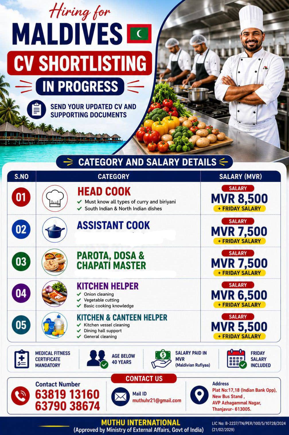 kitchen Helper.... — MUTHU INTERNATIONAL, Maldives, Maldives